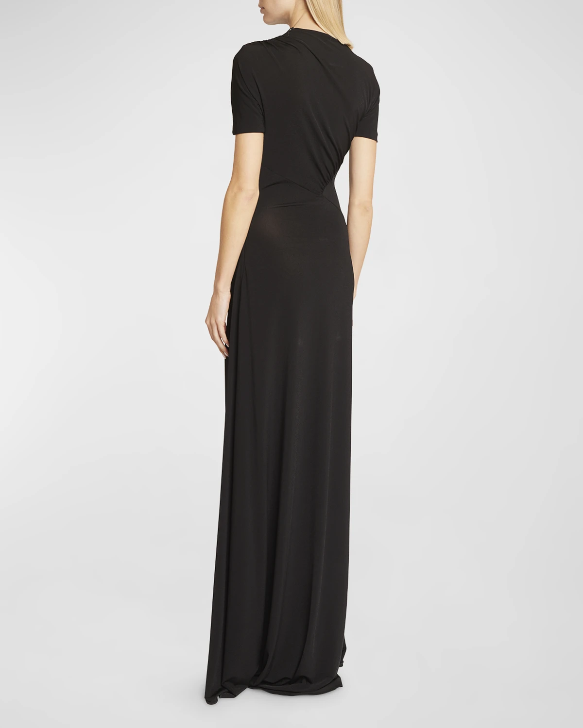 Draped Jersey Gown with Sheer Inset Detail