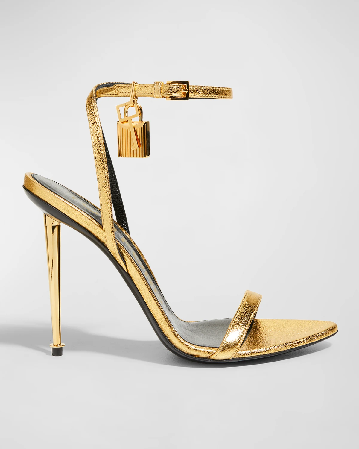 Lock Metallic Stiletto Sandals