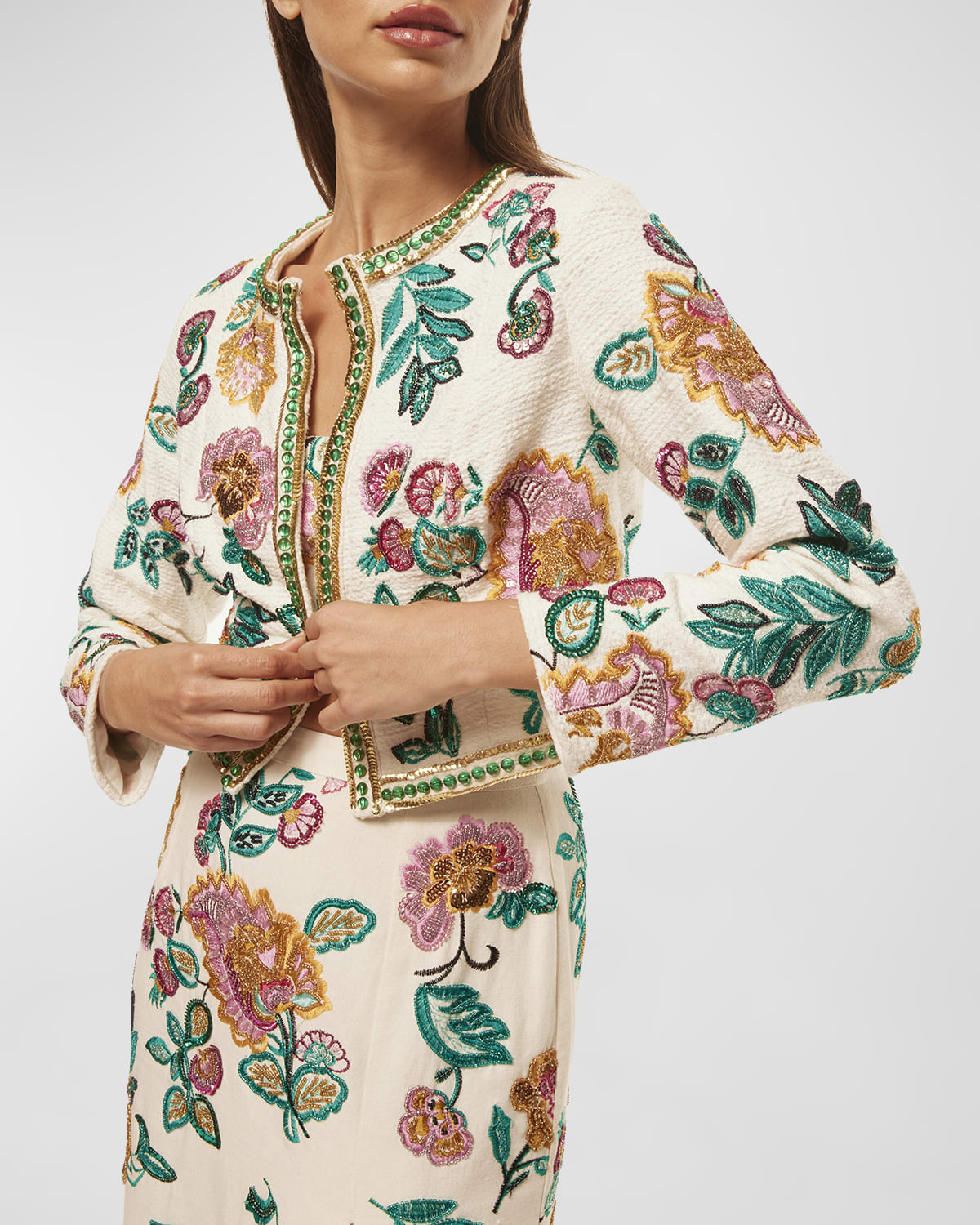 Salima Cropped Floral Jacket