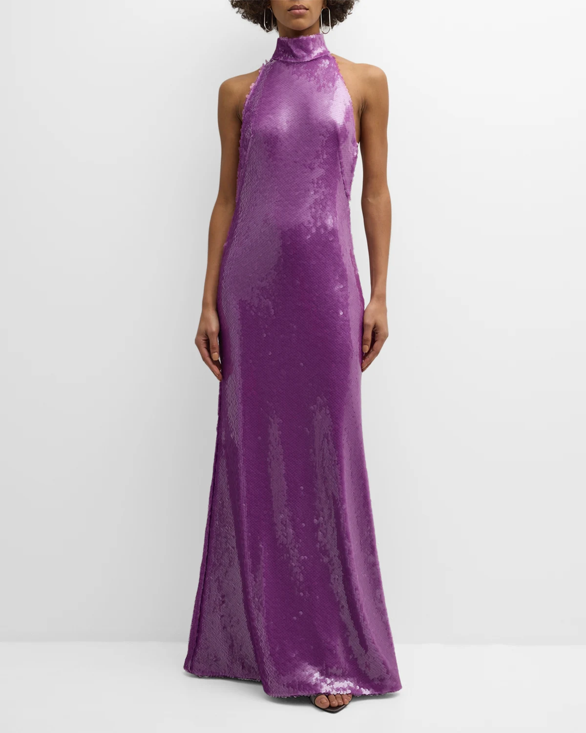 Sequined Halter Backless Gown