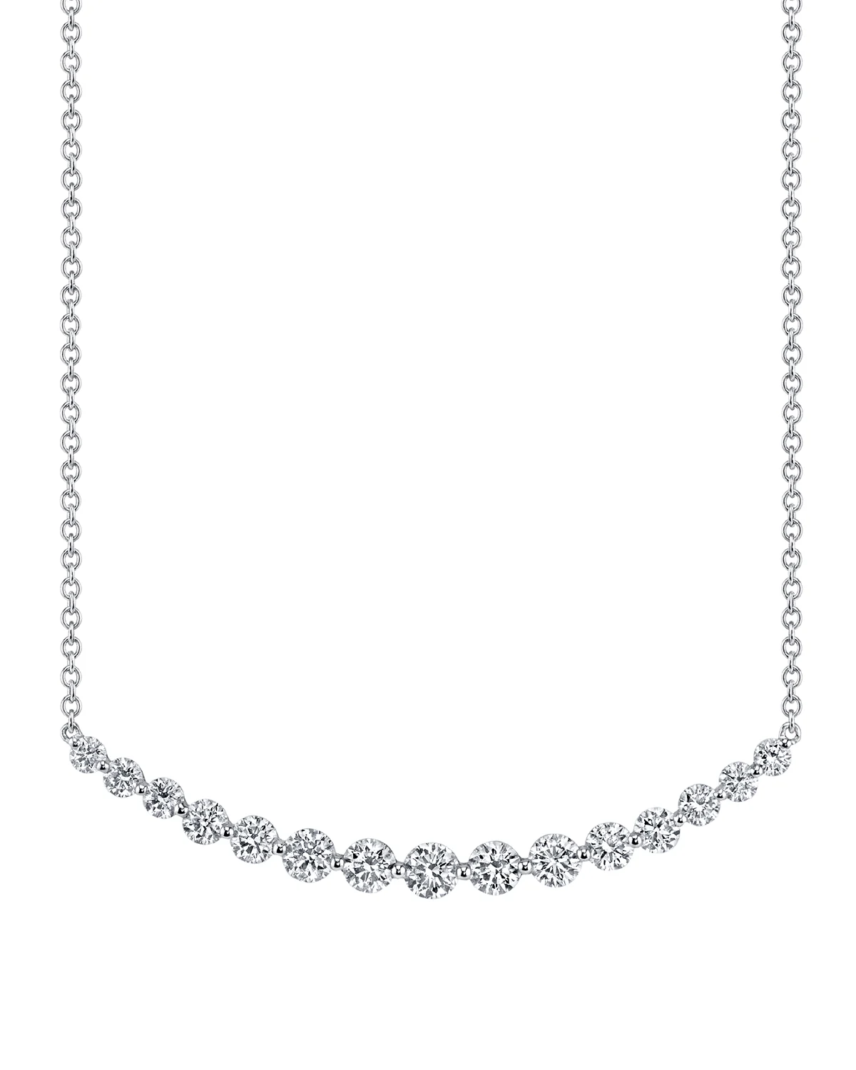 18k White Gold Crescent Diamond Necklace