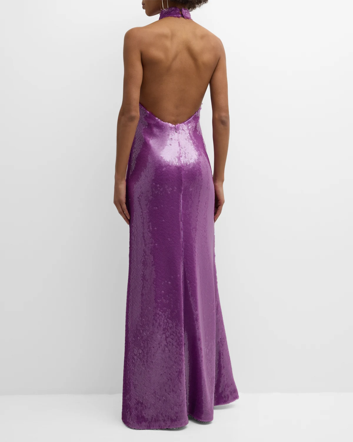 Sequined Halter Backless Gown