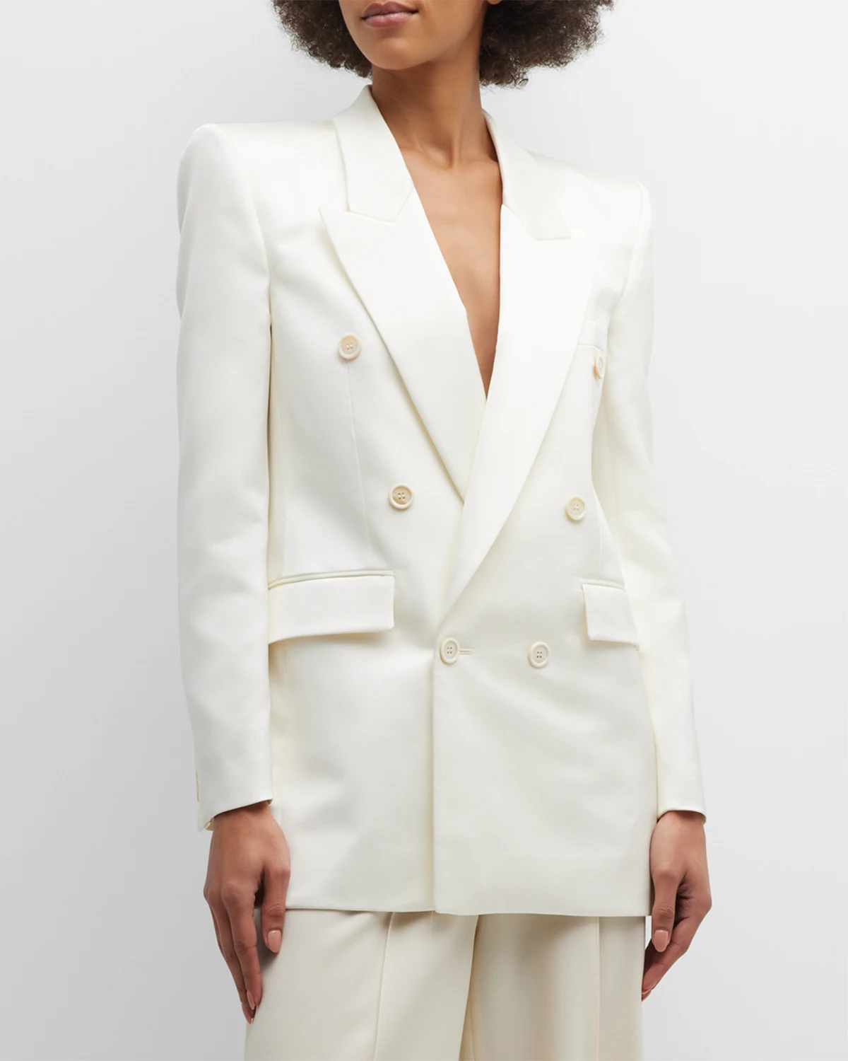 Silk Tuxedo Jacket with Padded Shoulders