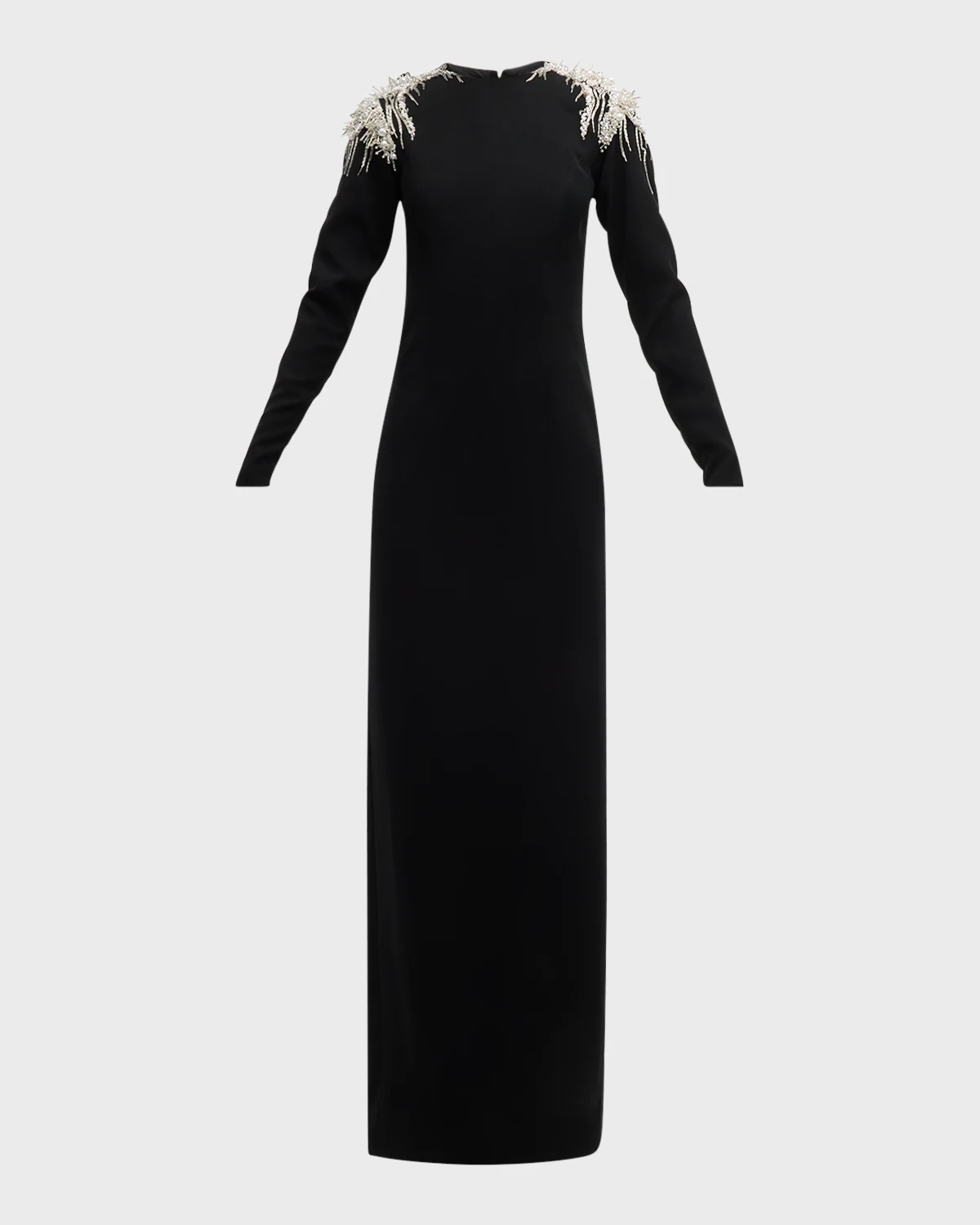 Beaded Long-Sleeve Column Gown