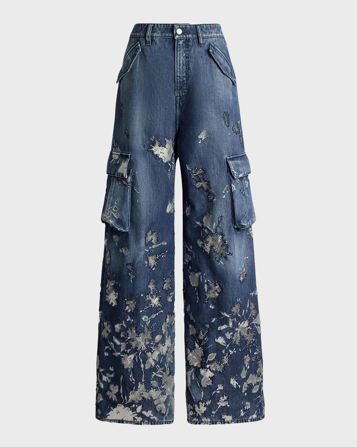 Berke Embellished Wide-Leg Cargo Jeans