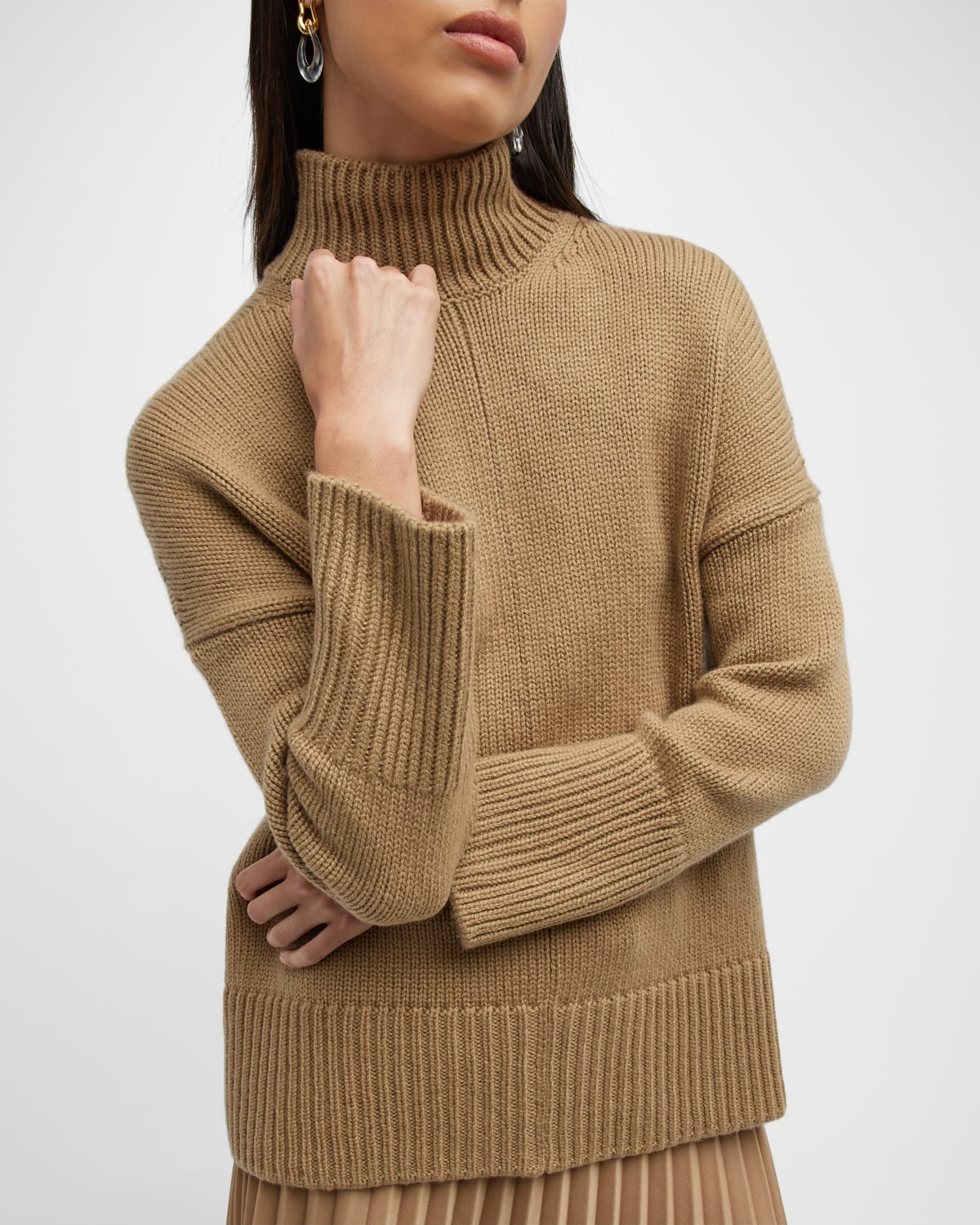 Trapeze Wool-Cashmere Turtleneck Sweater