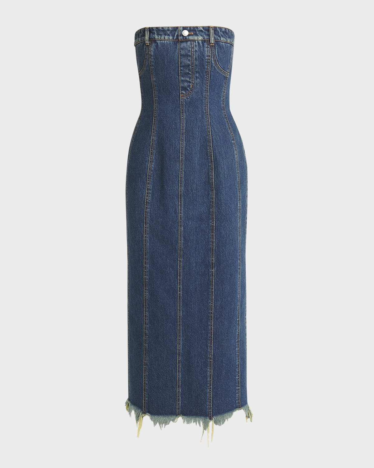 Strapless Midi Denim Dress