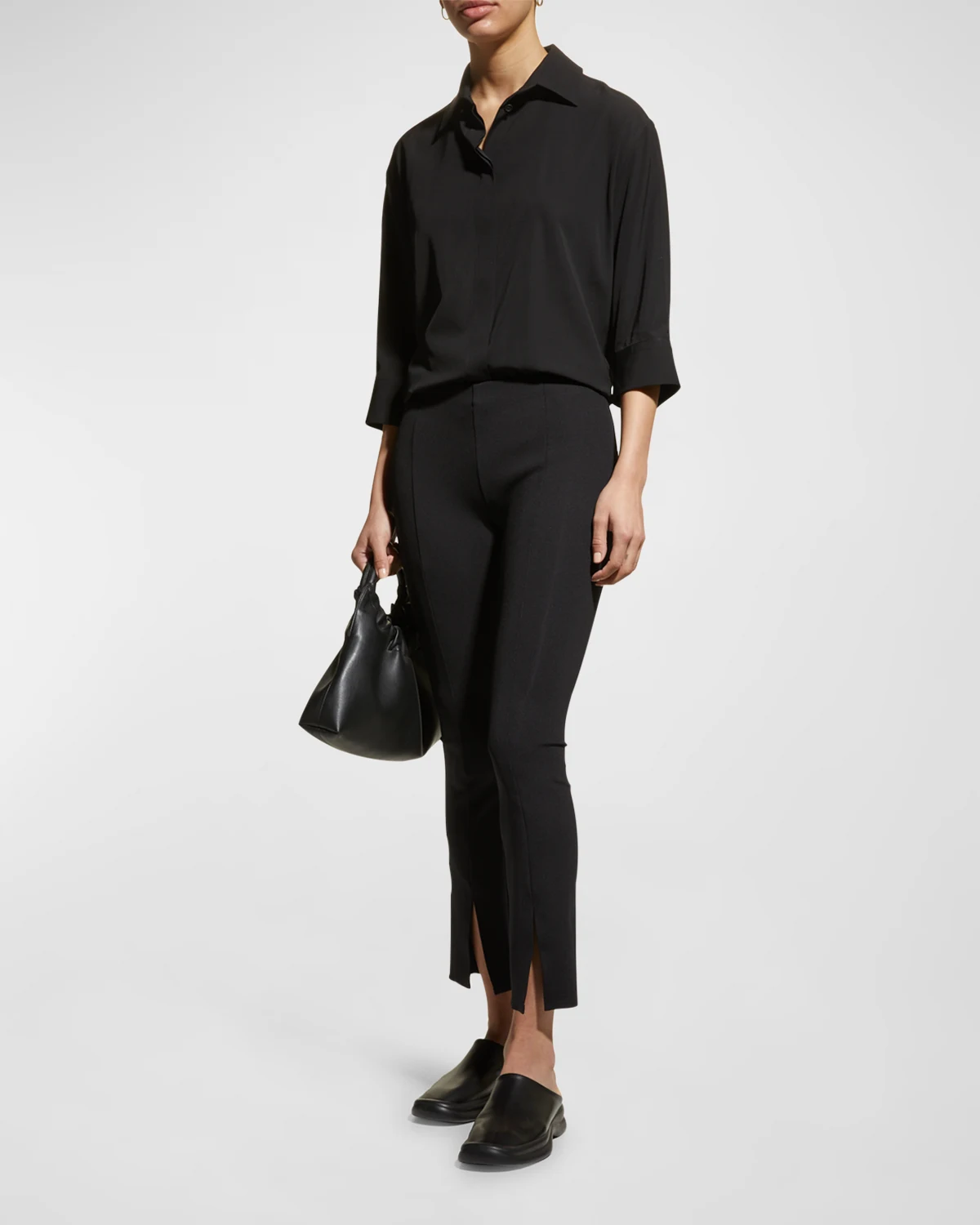 Thilde Slit-Front Skinny Pants