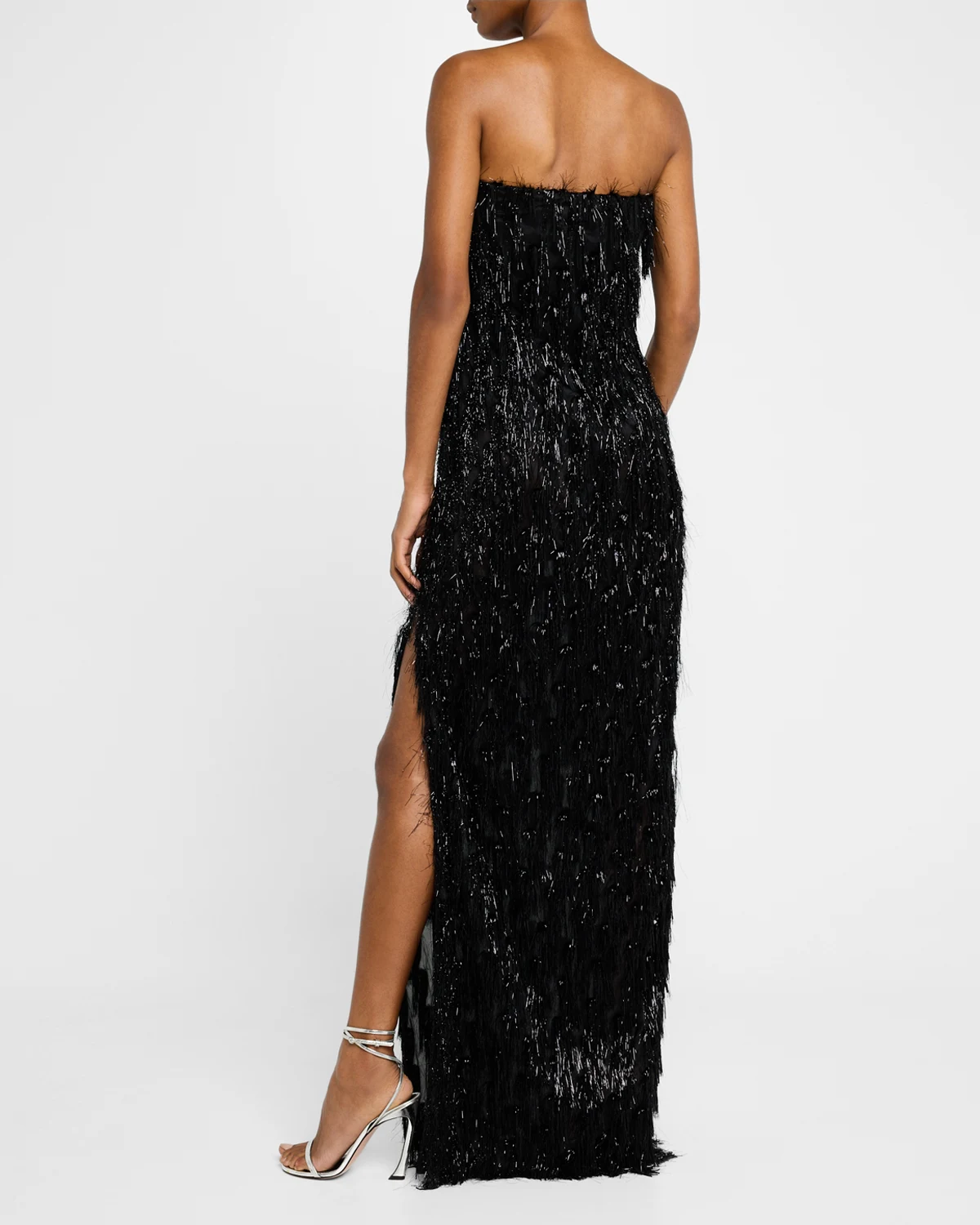 Strapless Tinsel Bustier Column Gown