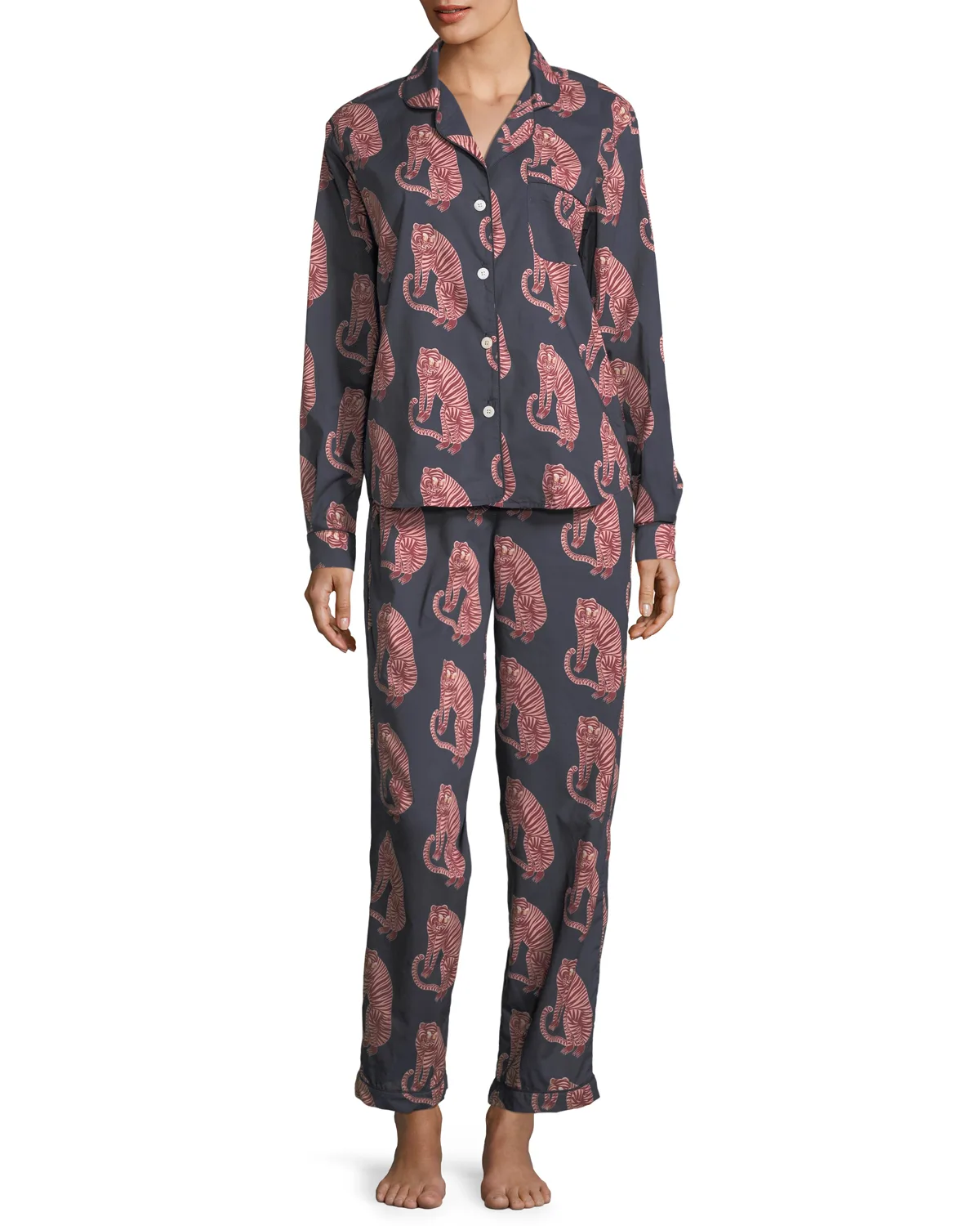 Tiger-Print Classic Pajama Set