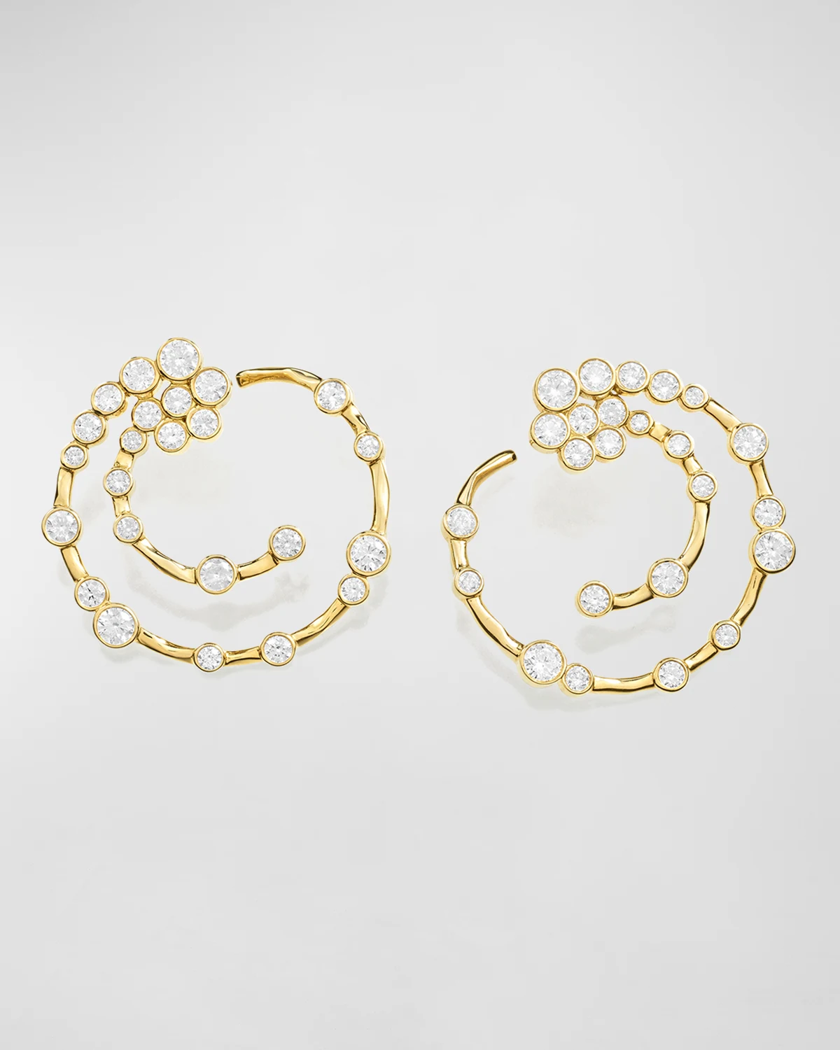 18K  Stardust Open Hoop Earrings with Diamonds