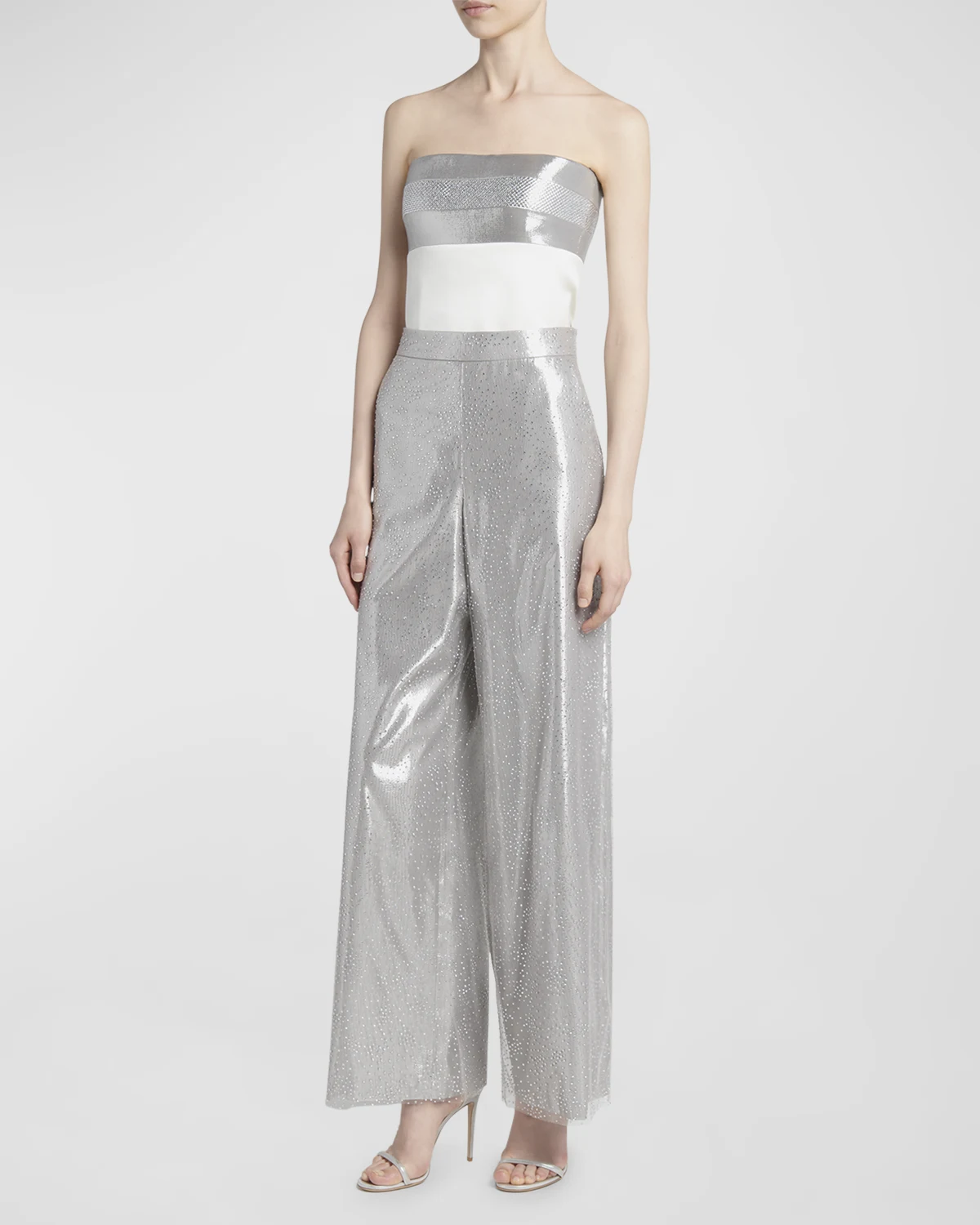 Crystal Wide-Leg Silk Trousers