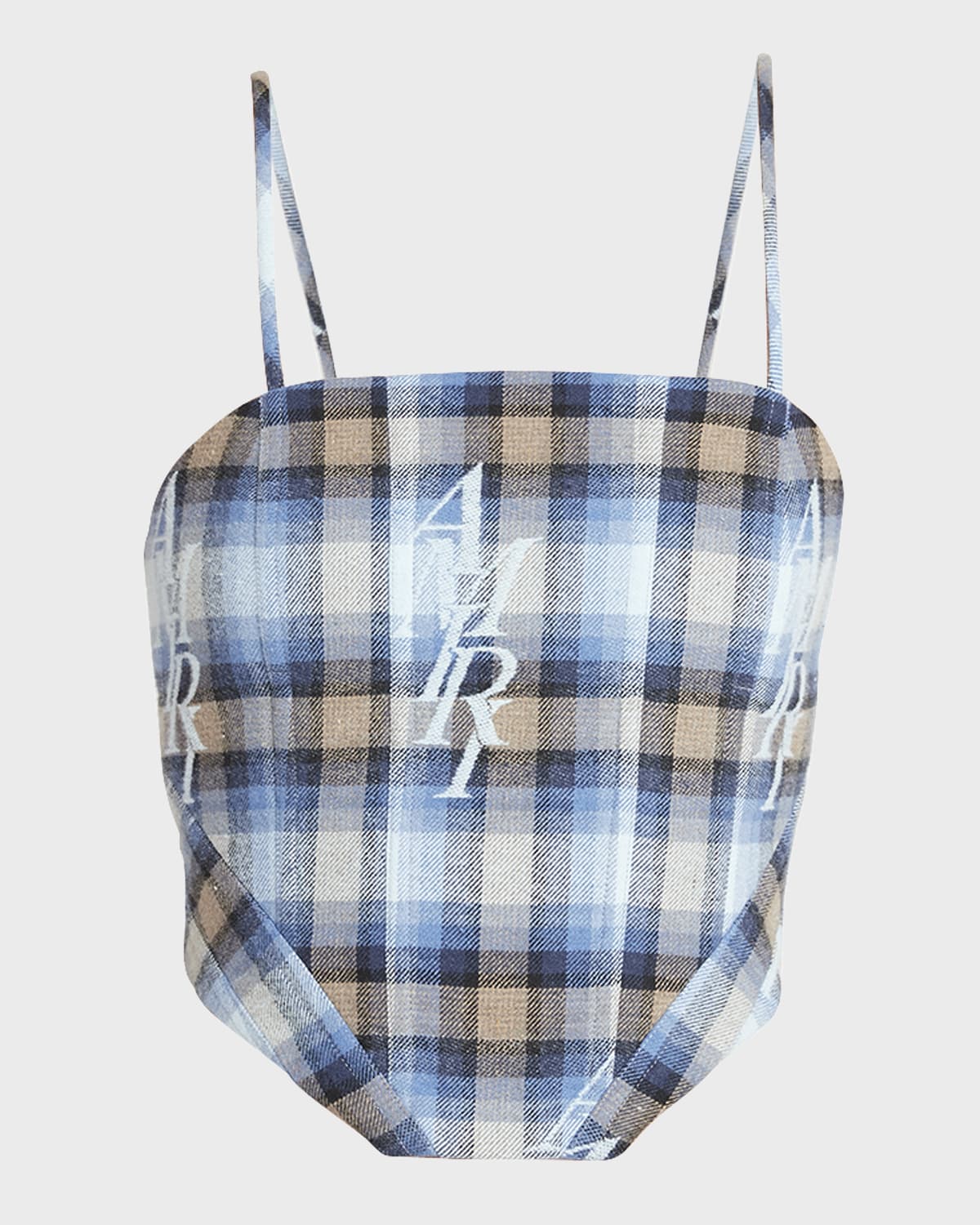 Logo Plaid Sleeveless Corset Top