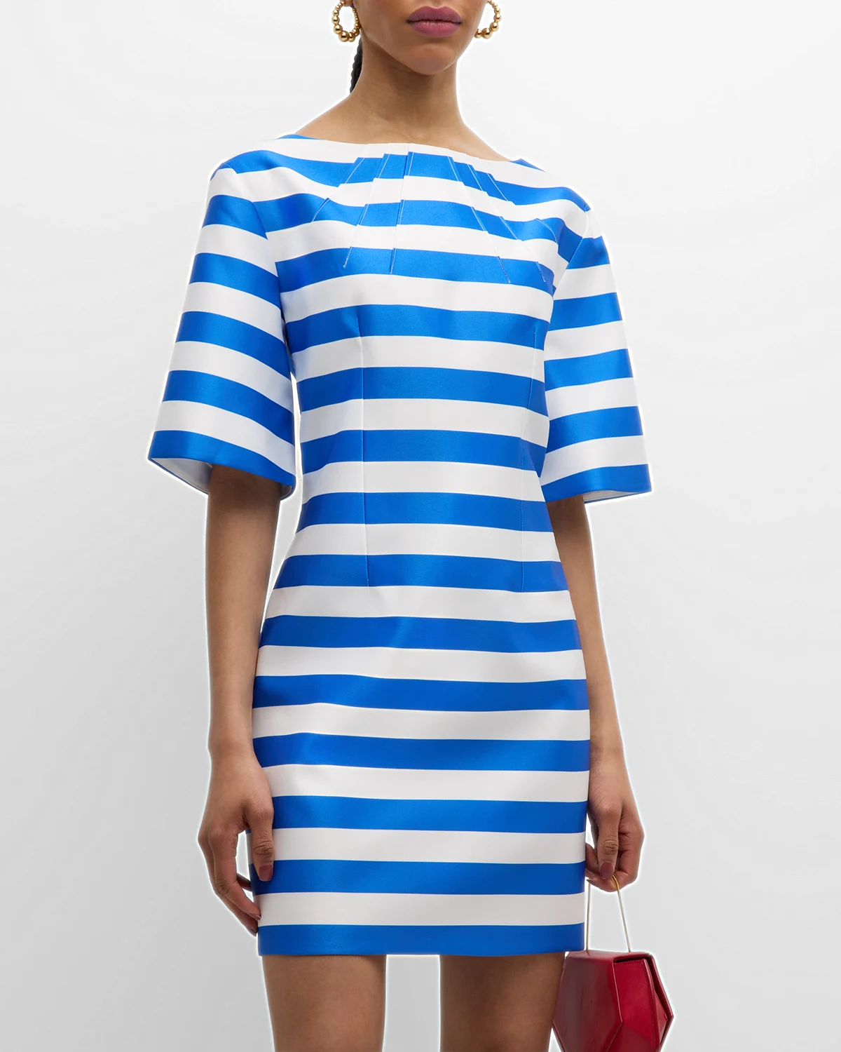 Guinerver Striped Short-Sleeve Mini Dress