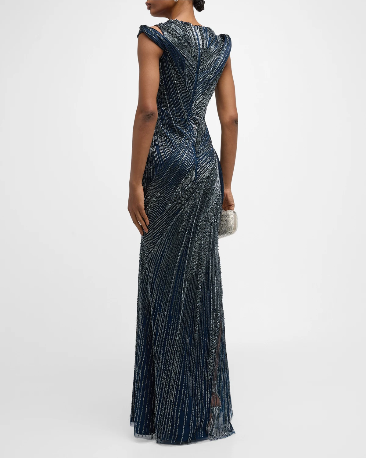 Beaded Gown with Structured Draping