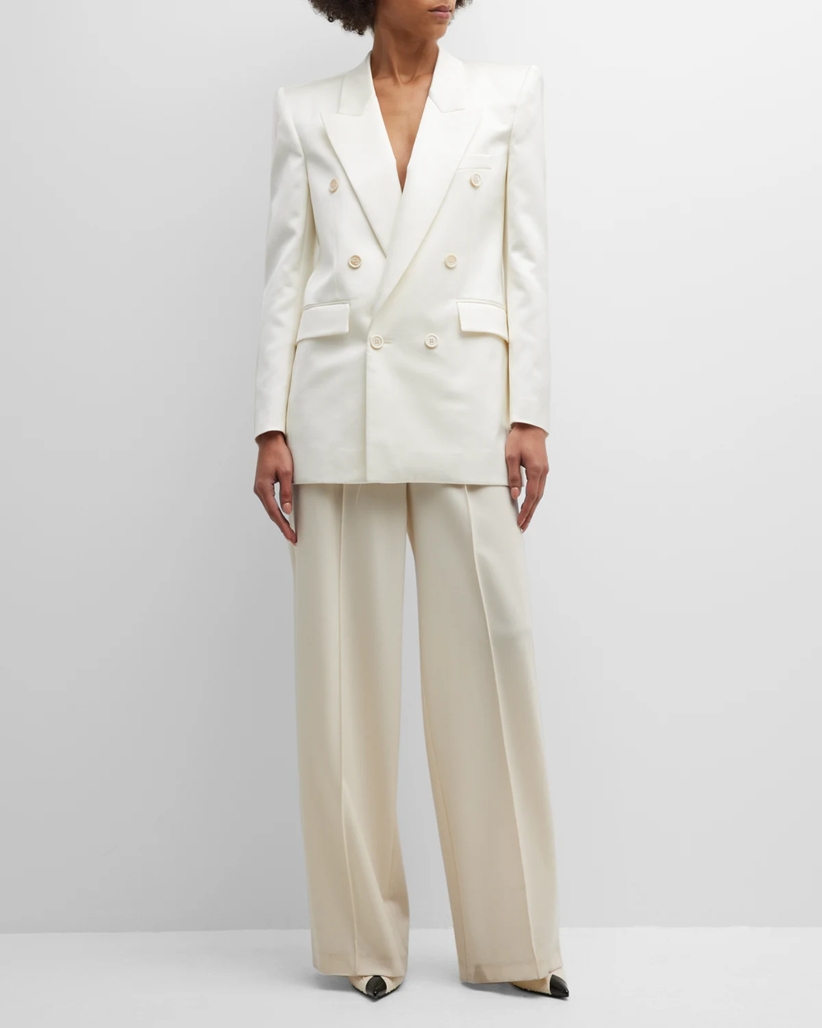 Silk Tuxedo Jacket with Padded Shoulders