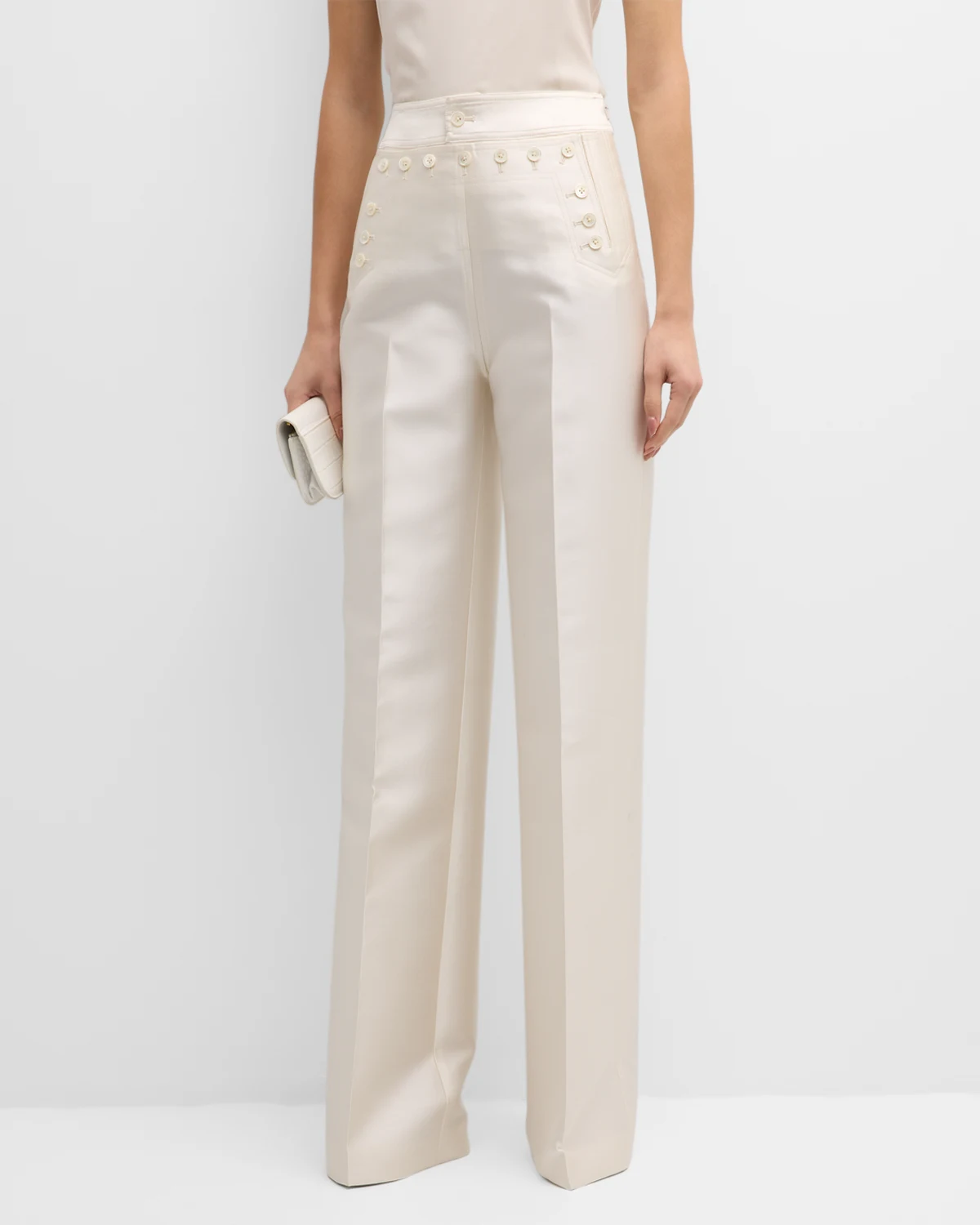 High-Waisted Pleated Sailor Trousers