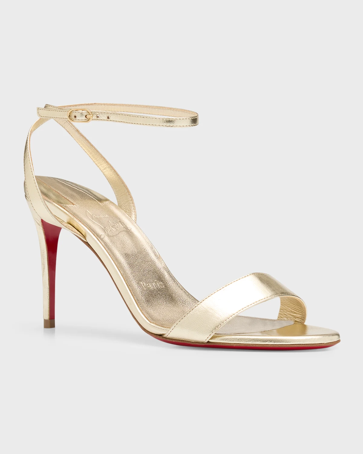 Loubigirl Metallic Red Sole Ankle-Strap Sandals