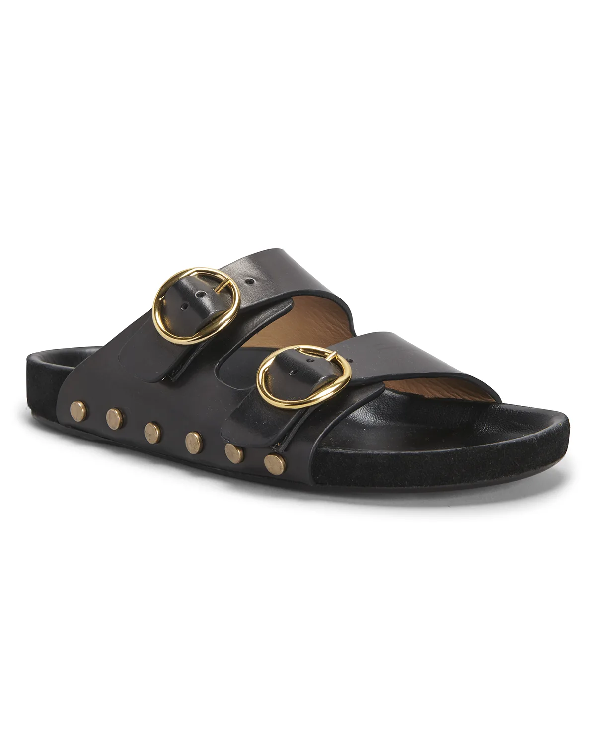 Lennyo Studded Leather Slide Sandals 