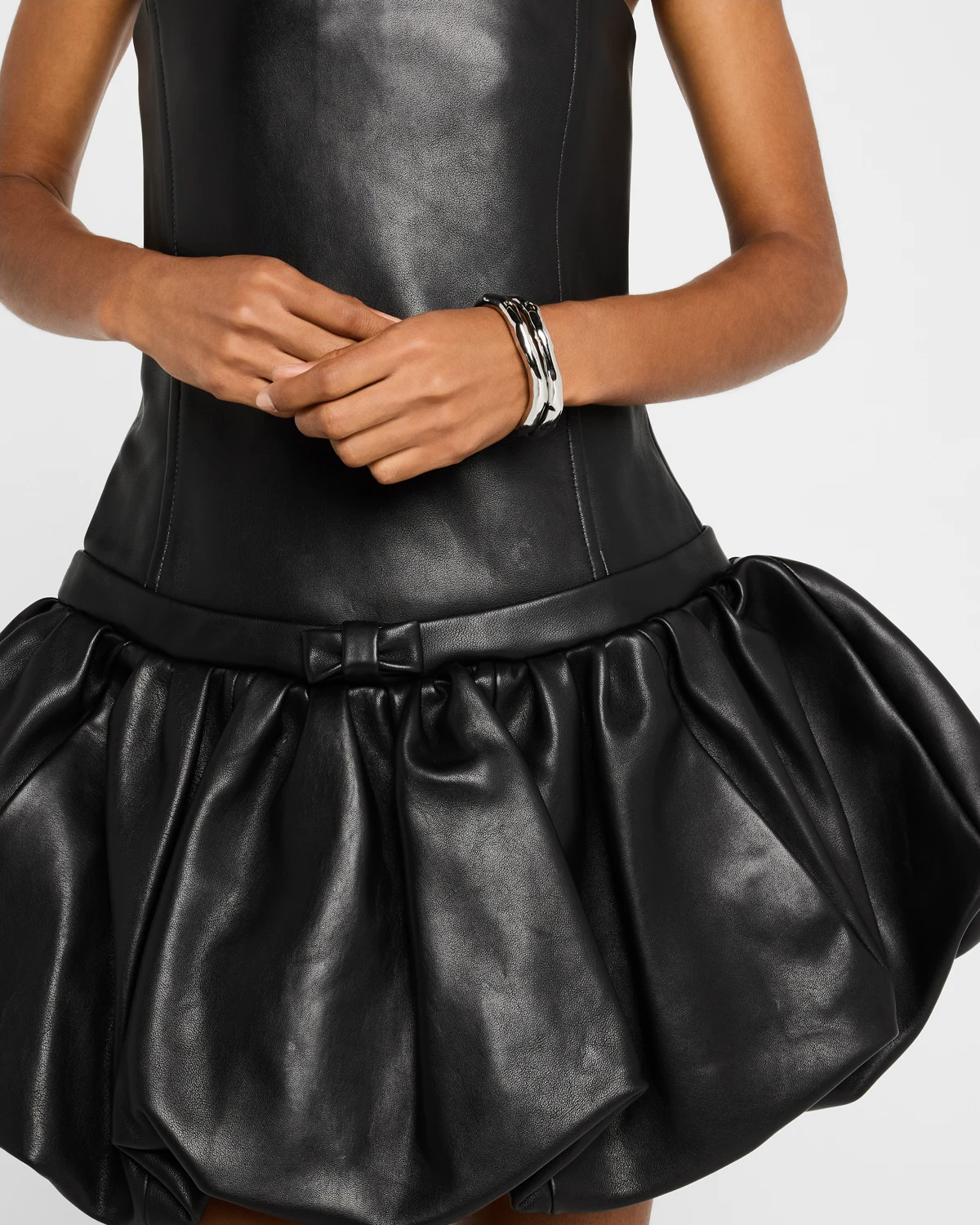 Strapless Leather Bubble Dress