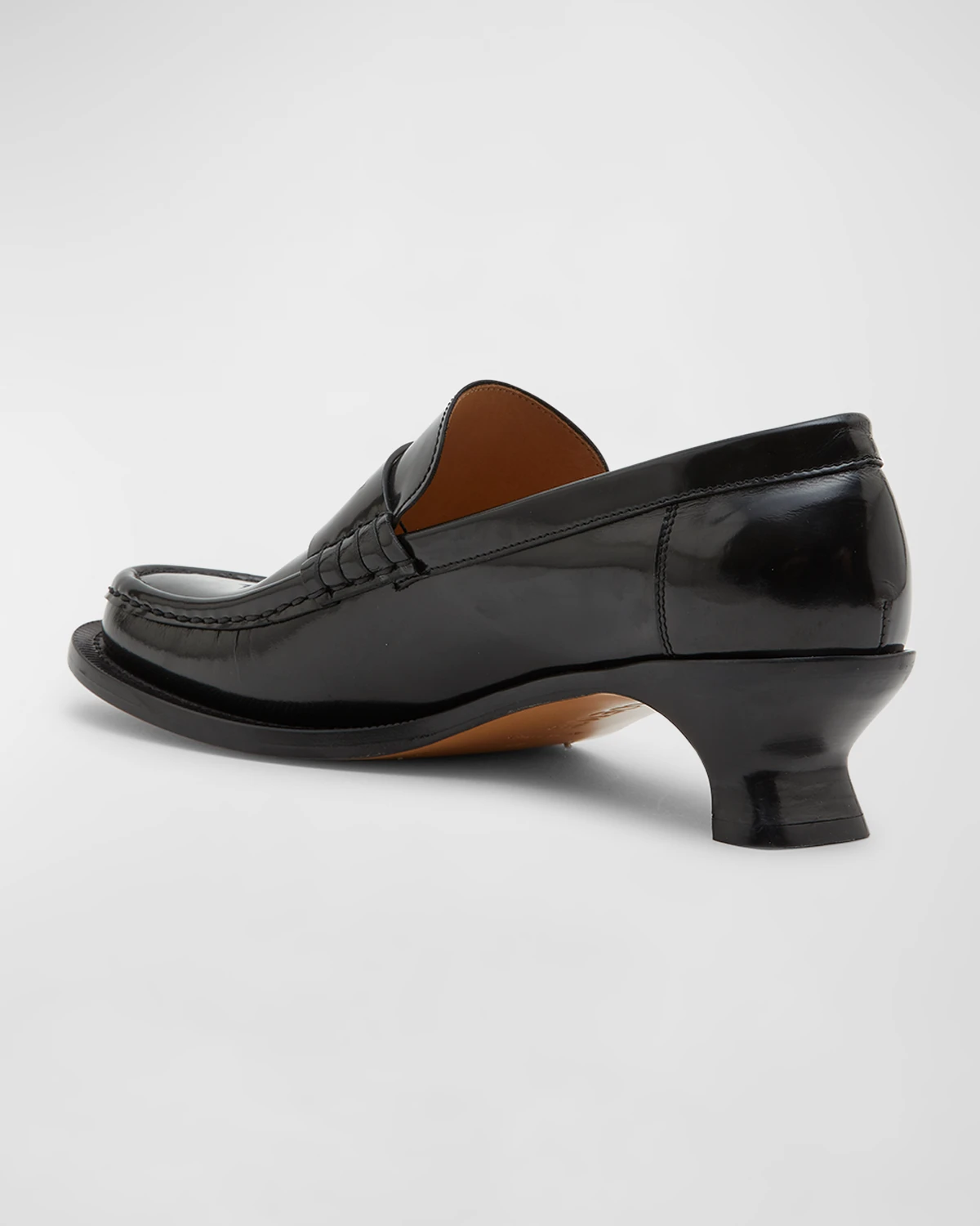 Terra Leather Kitten-Heel Penny Loafers