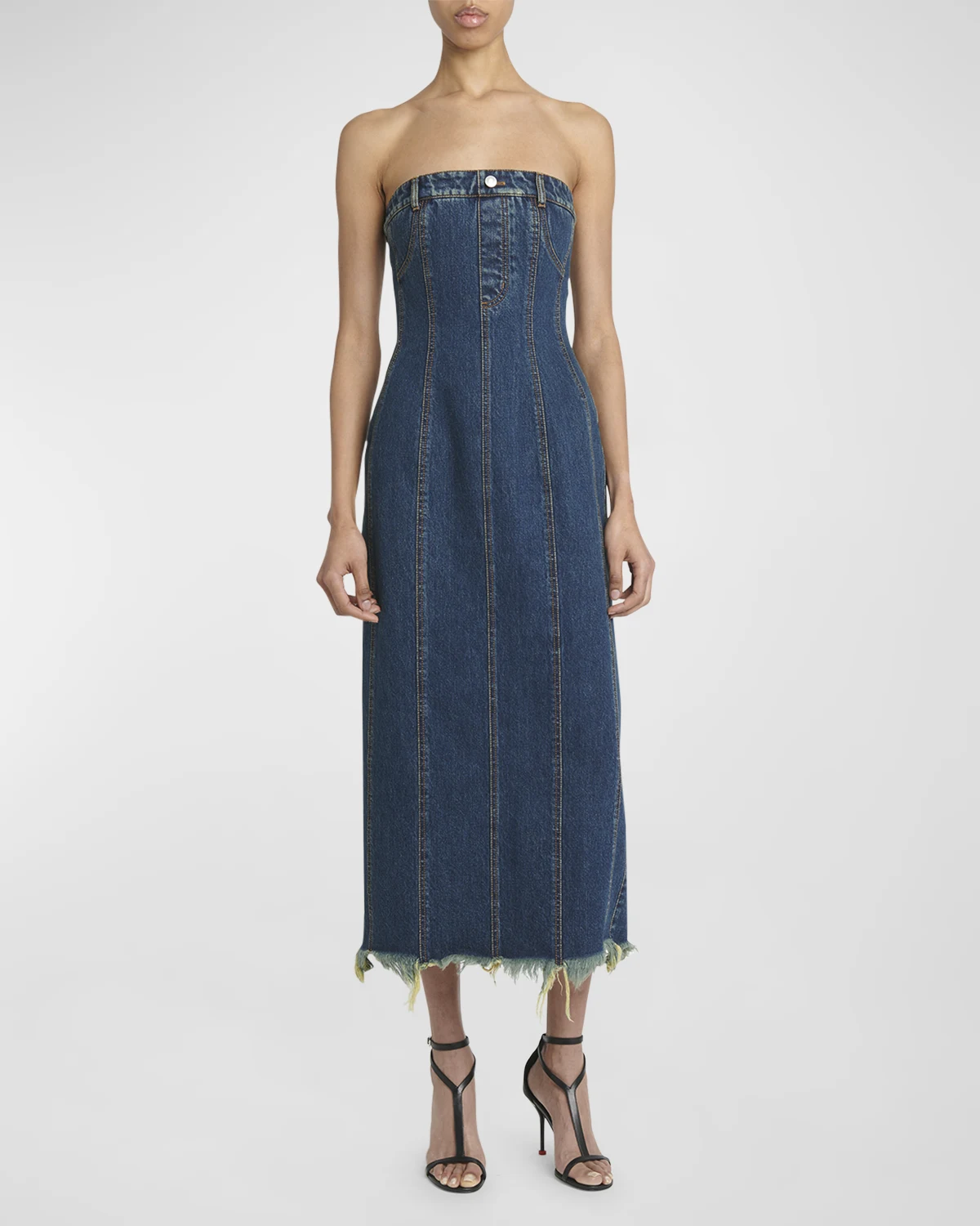 Strapless Midi Denim Dress