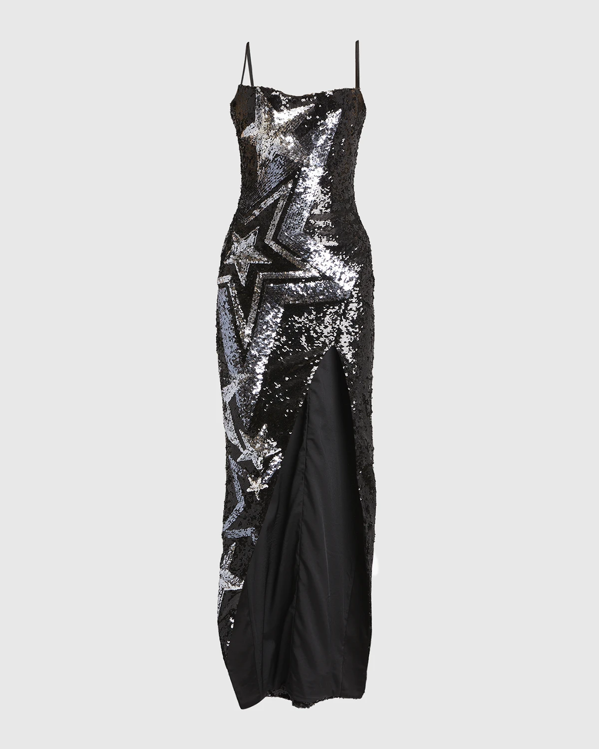 Long Star Sequin-Embroidered Dress