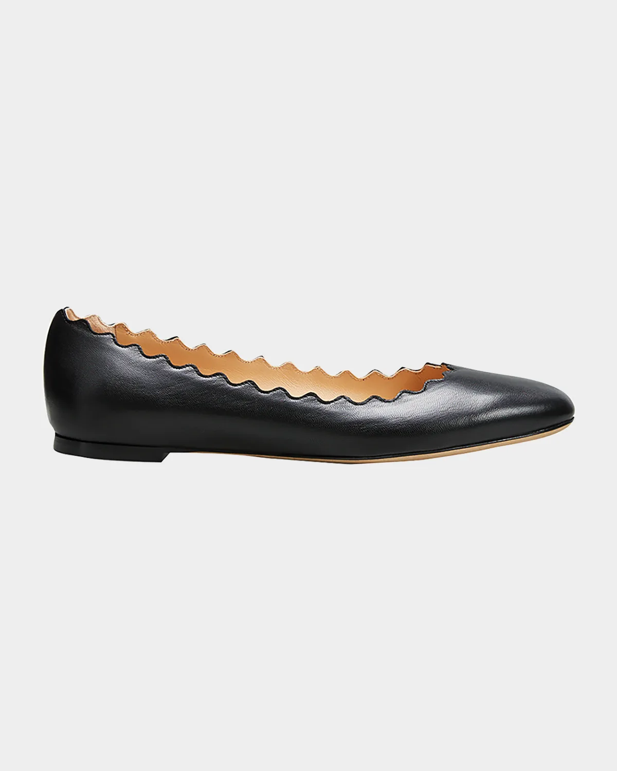 Lauren Scalloped Leather Ballet Flats