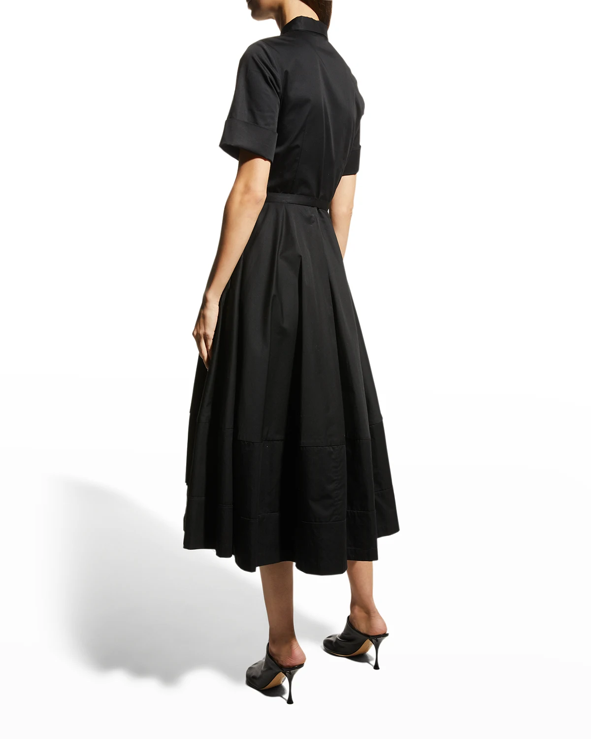 Poplin Flared Short-Sleeve Shirtdress