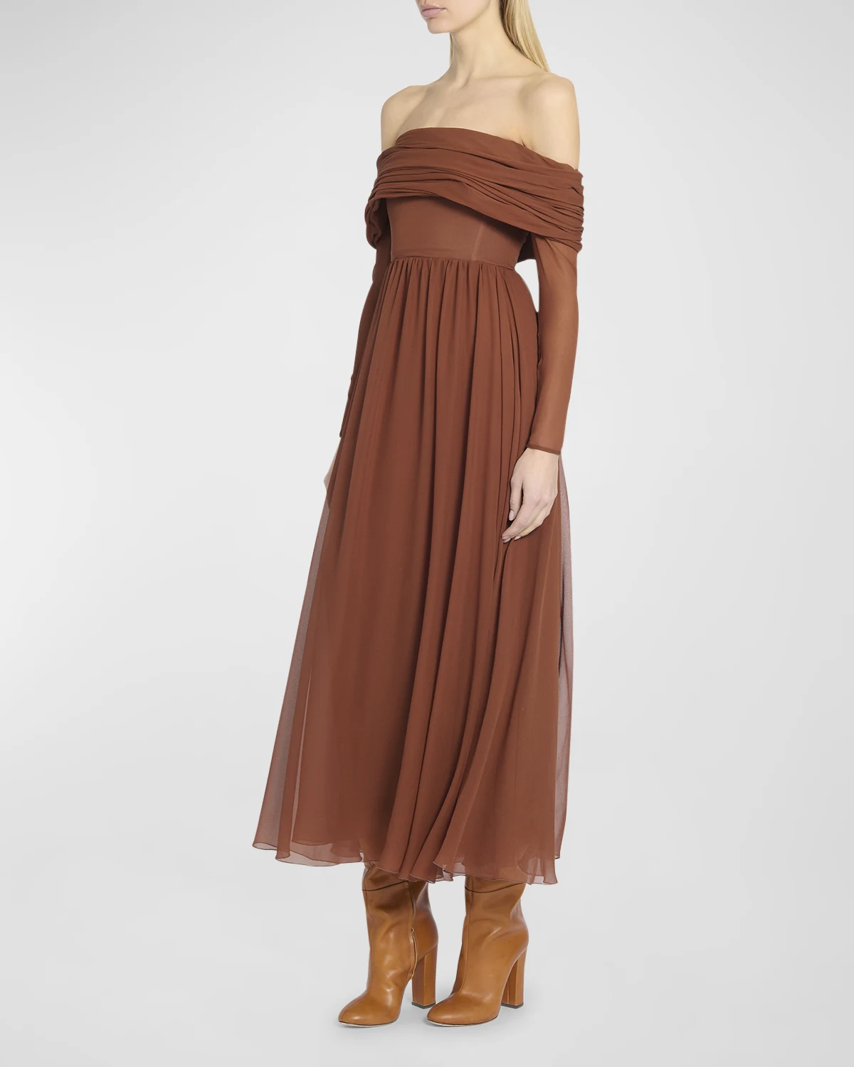 Ruched Off-Shoulder Dress