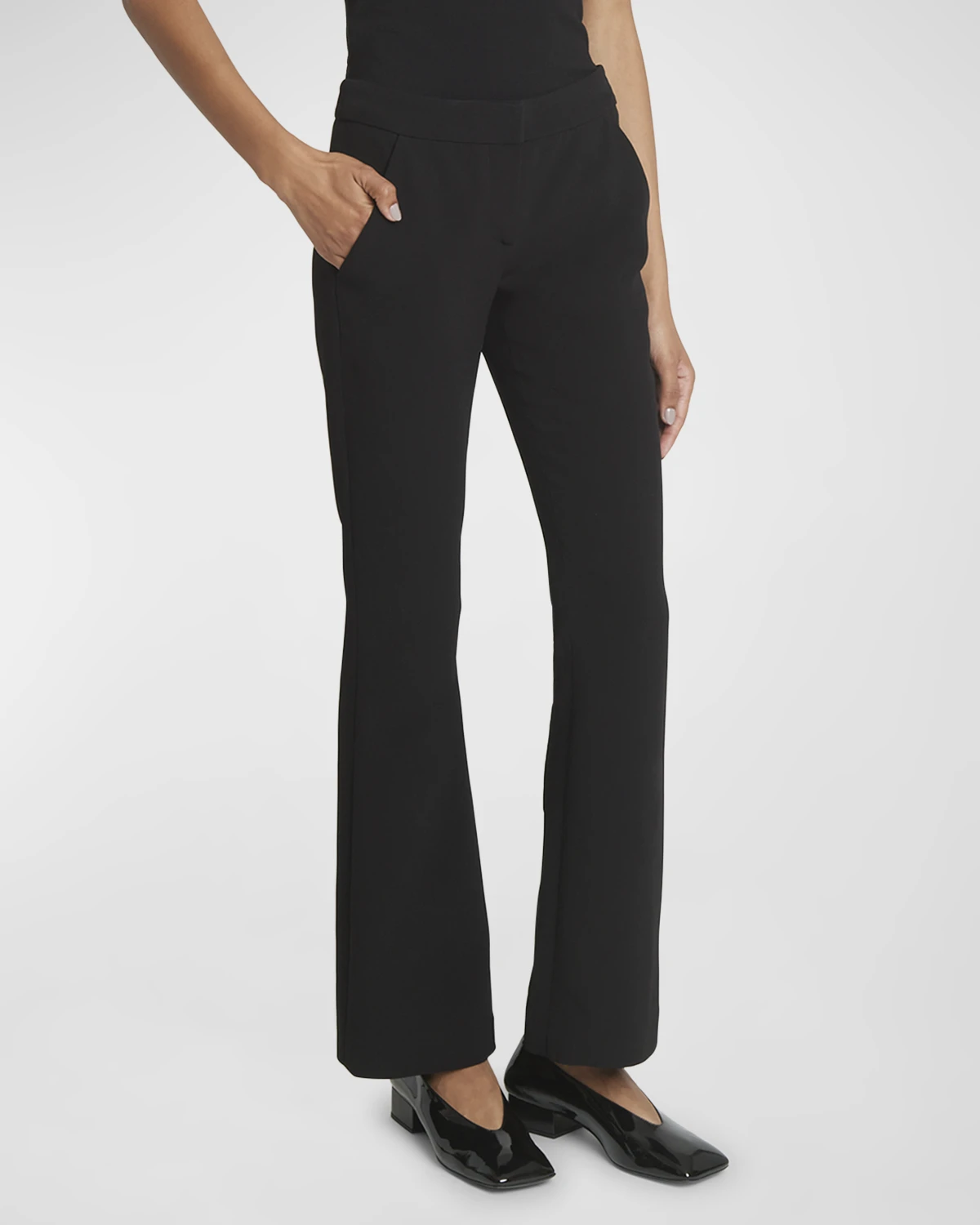 Mid-Rise Bootcut-Leg Crepe Pants