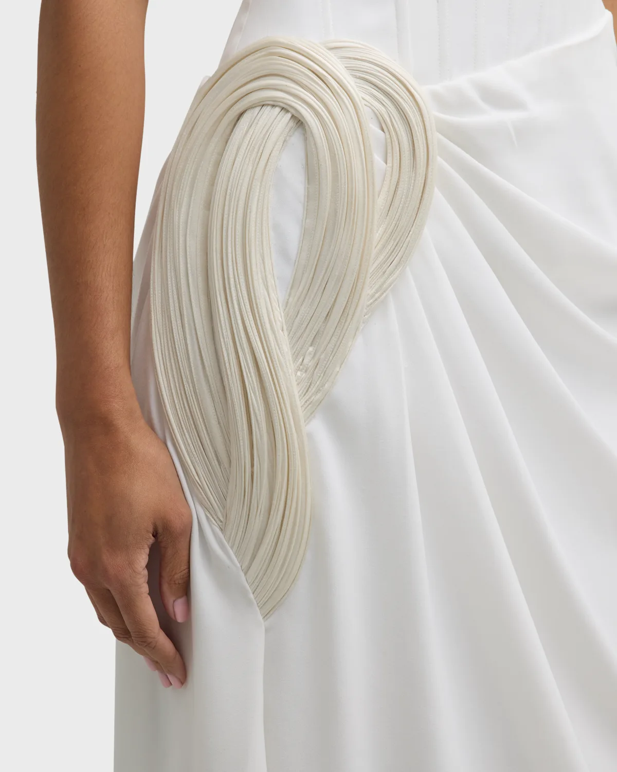 Strapless Draped Egyptian Gown with Hip Detail