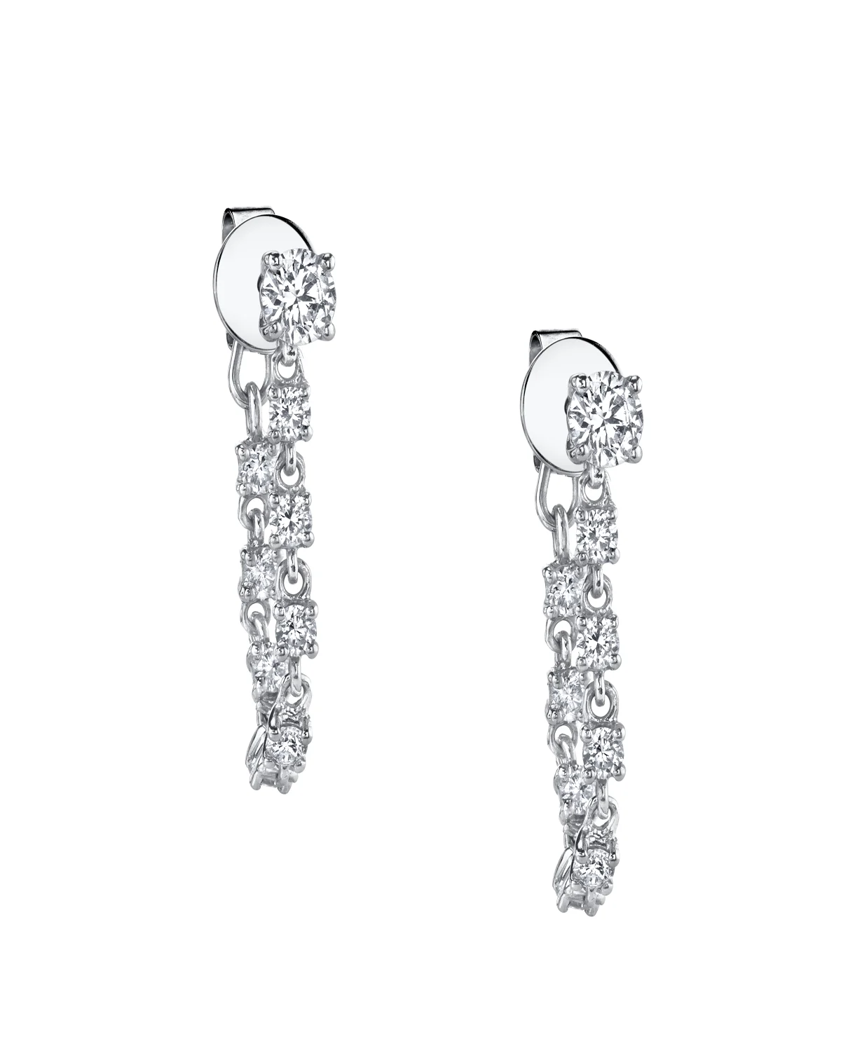 18k White Gold Diamond Loop Earrings