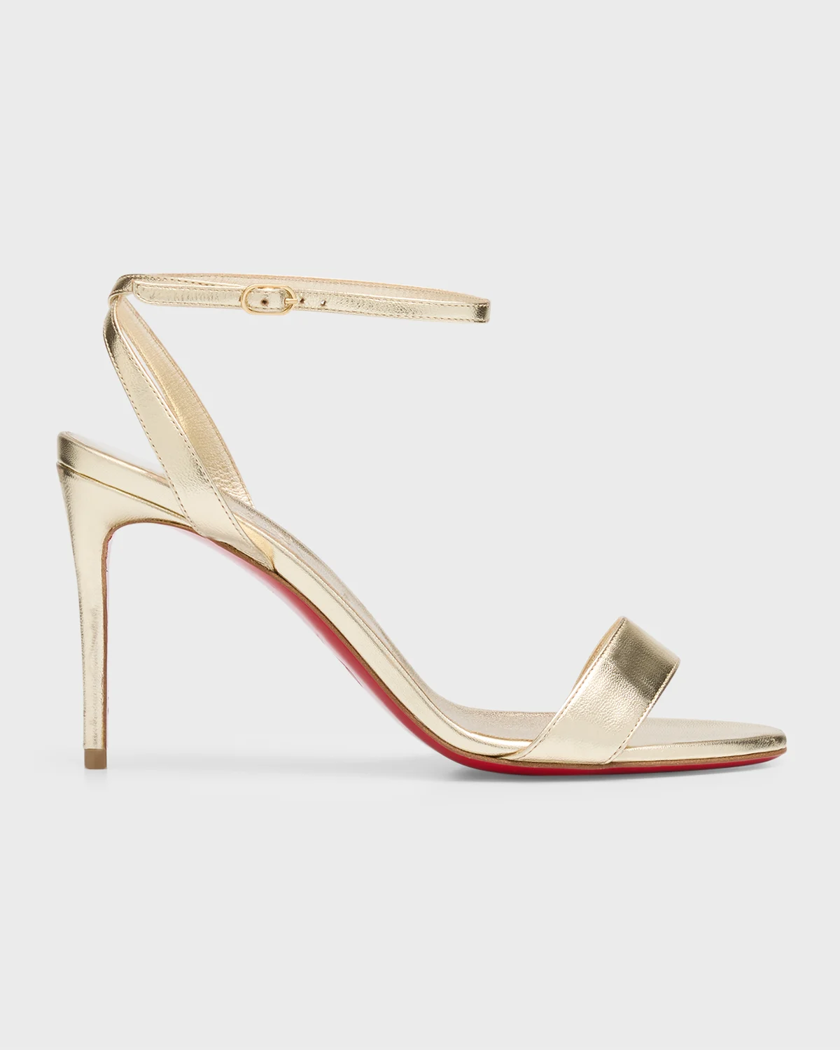 Loubigirl Metallic Red Sole Ankle-Strap Sandals