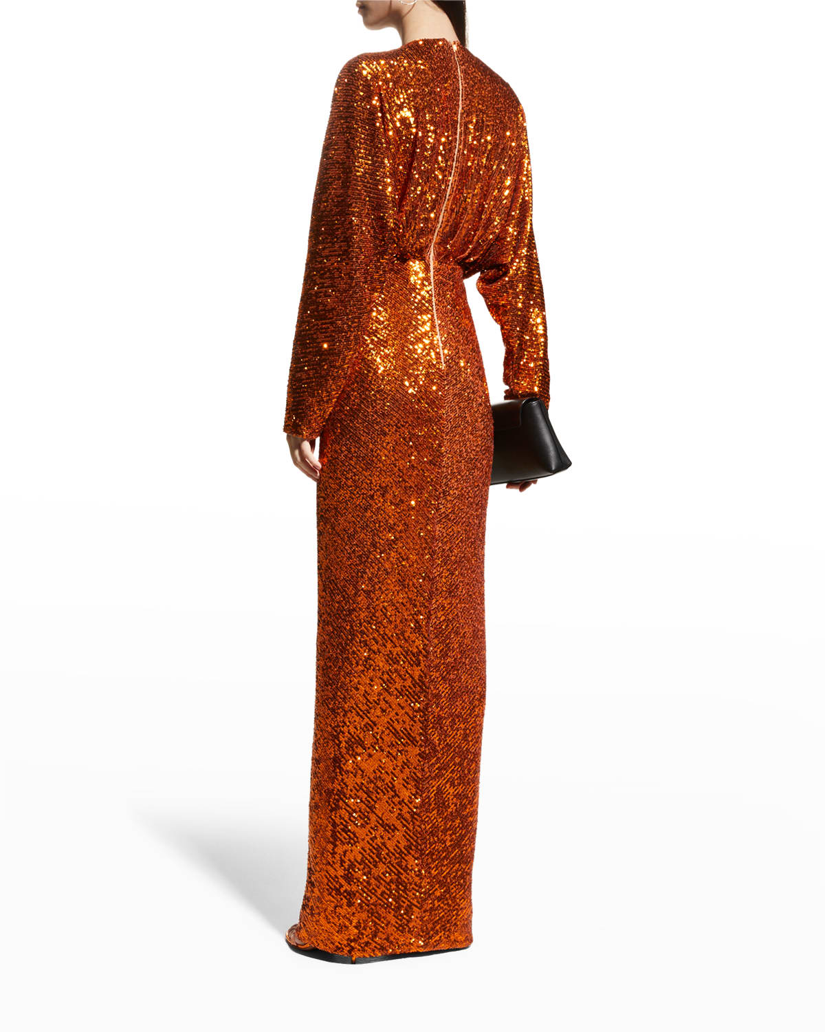 Sequin Draped Column Gown