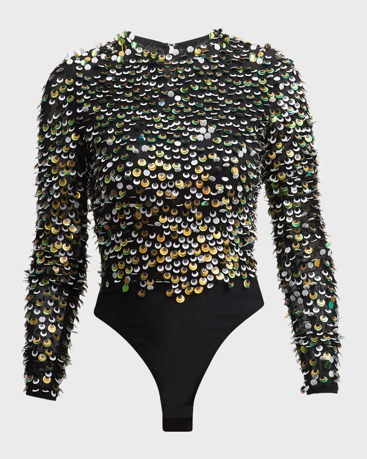 Crewneck Sequin Long-Sleeve Bodysuit