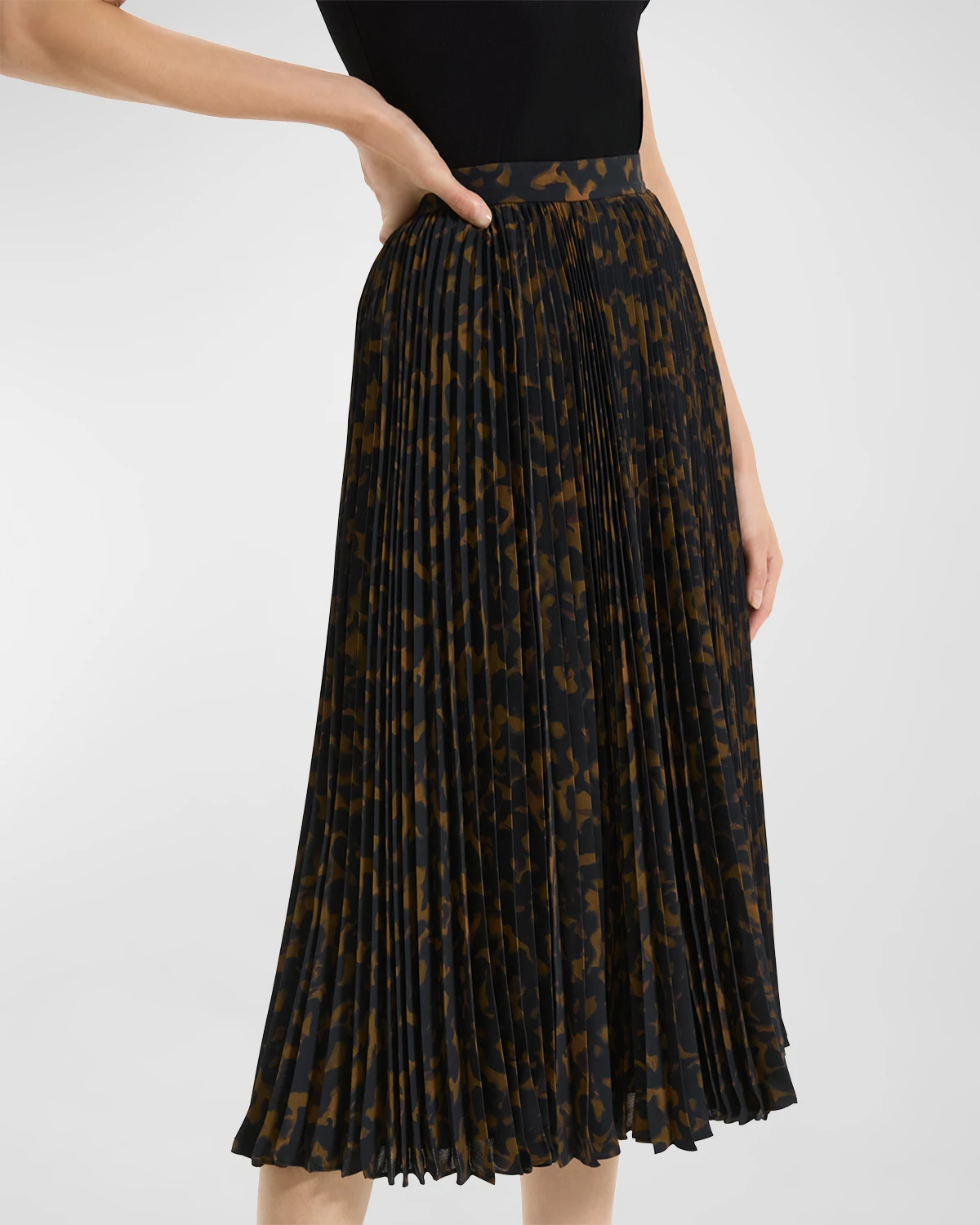 Sunburst Pleated A-Line Midi Skirt