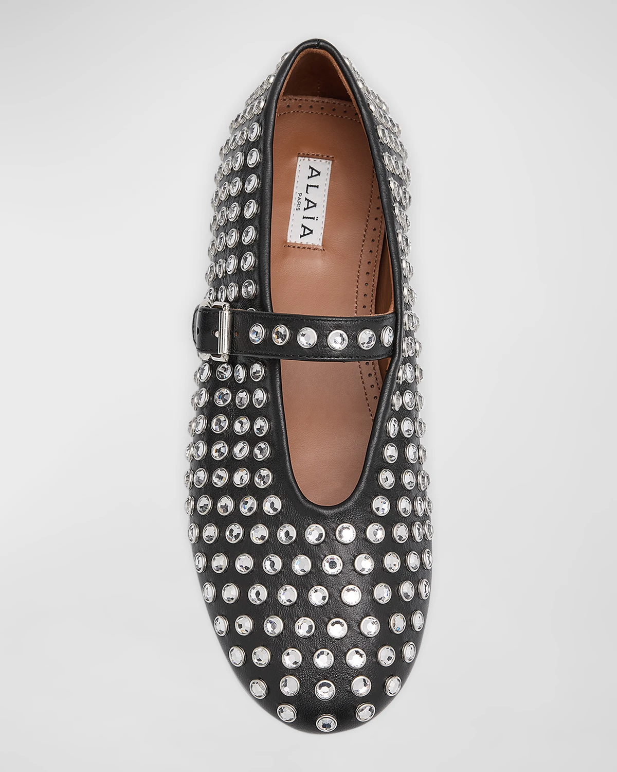 Leather Mary Jane Flats With Allover Studs