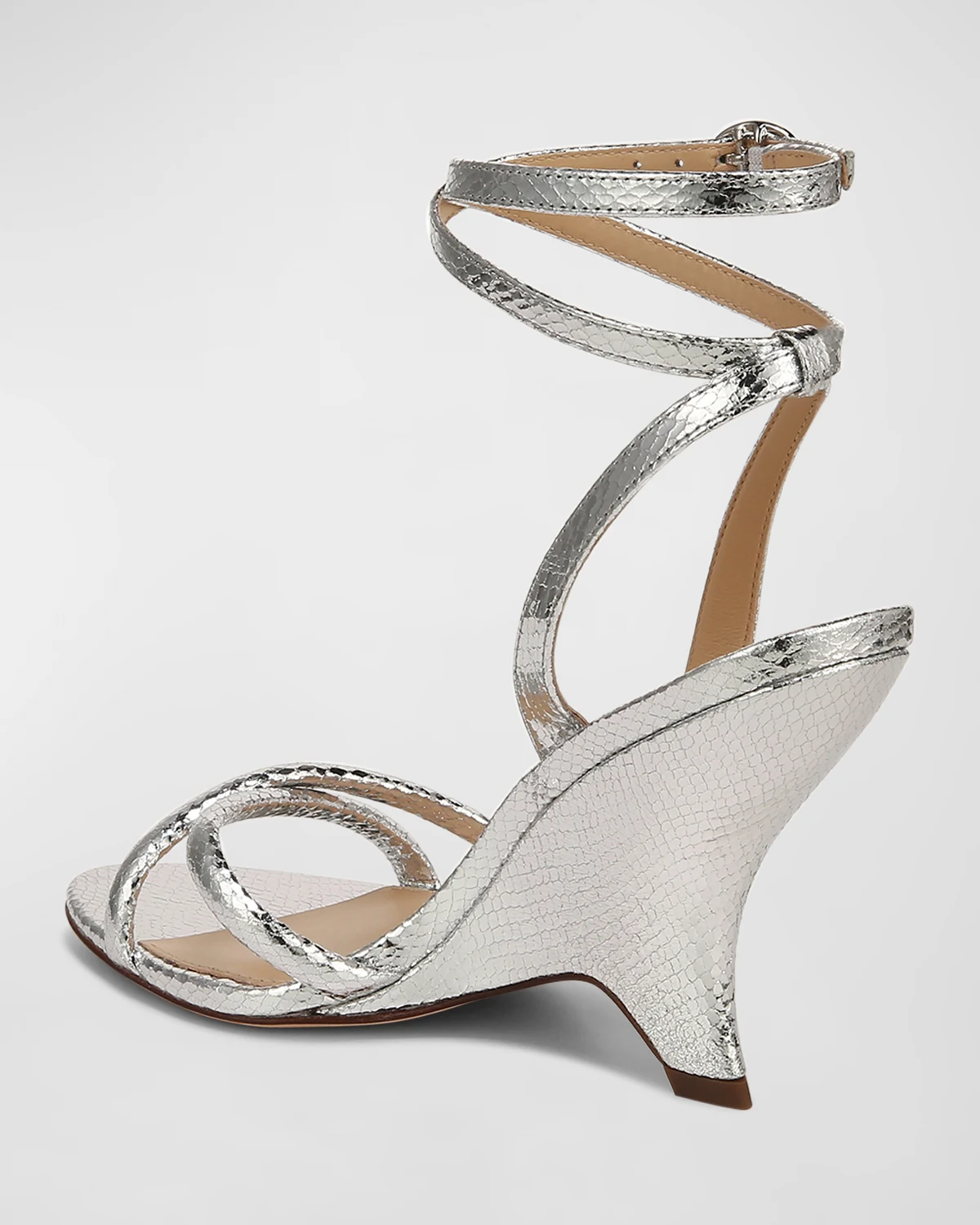 Manuela Metallic Ankle-Strap Wedge Sandals