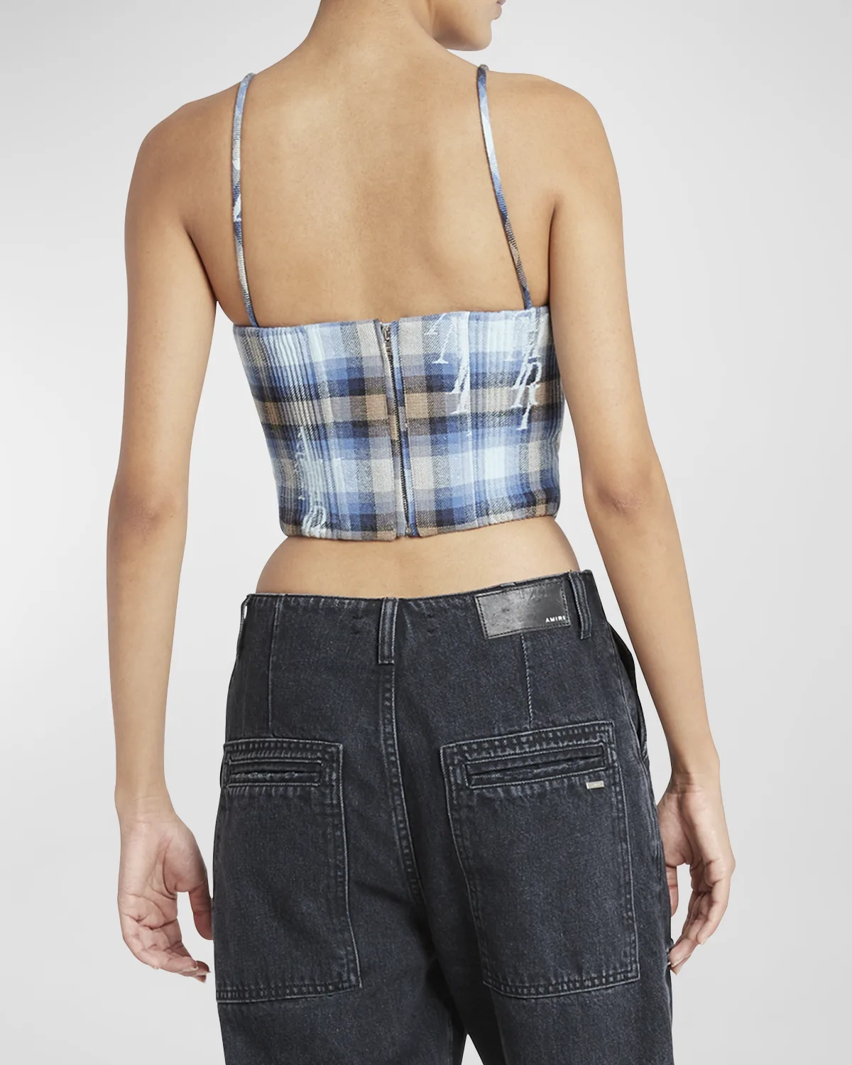 Logo Plaid Sleeveless Corset Top