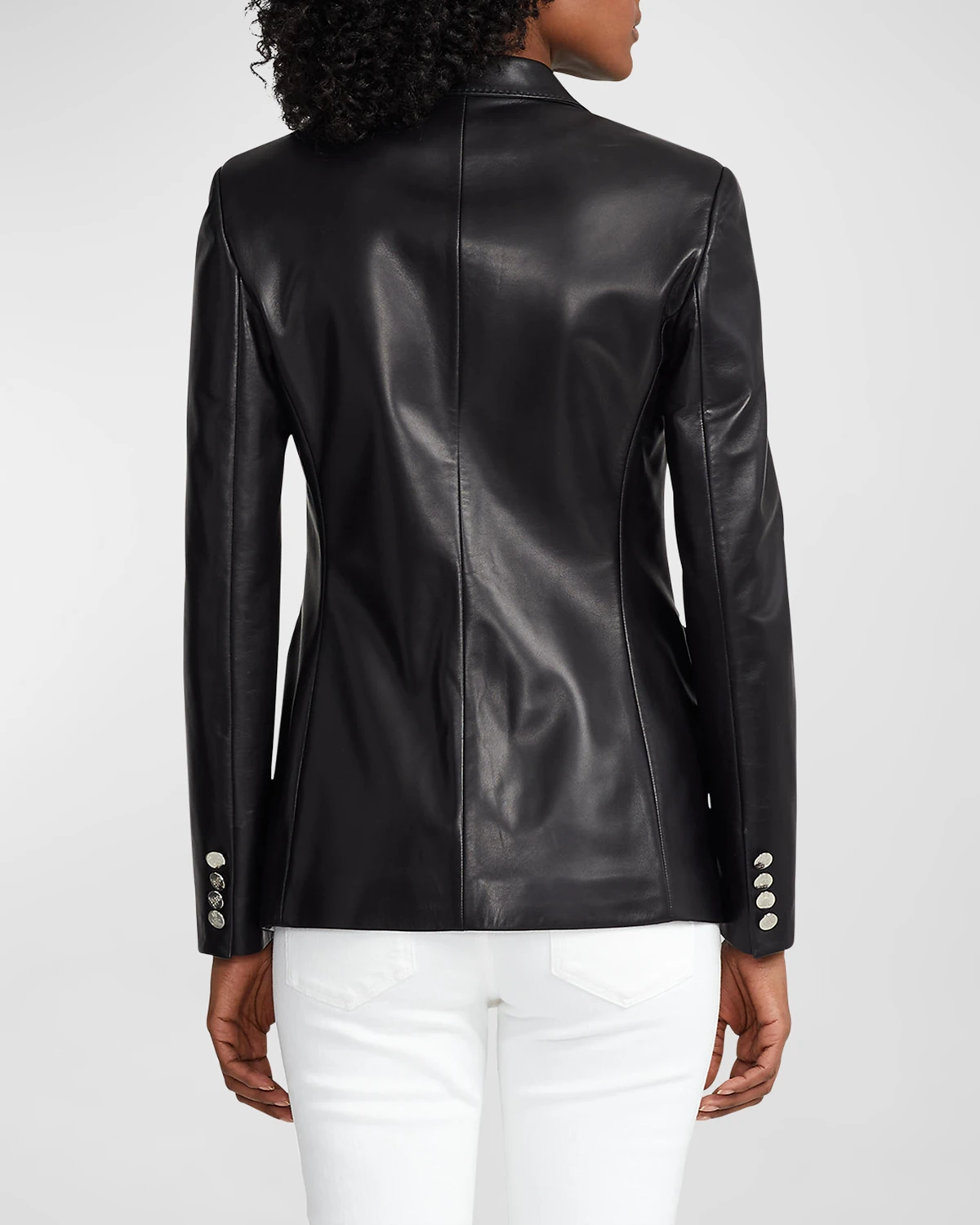 Parker Leather Single-Breasted Blazer Jacket