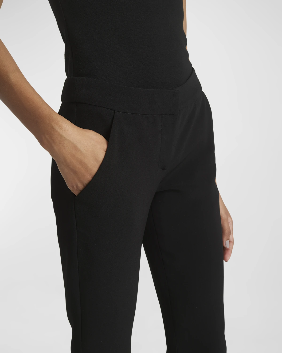 Mid-Rise Bootcut-Leg Crepe Pants