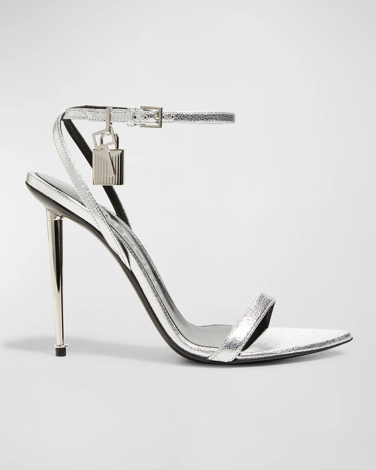 Padlock Metallic Stiletto Sandals