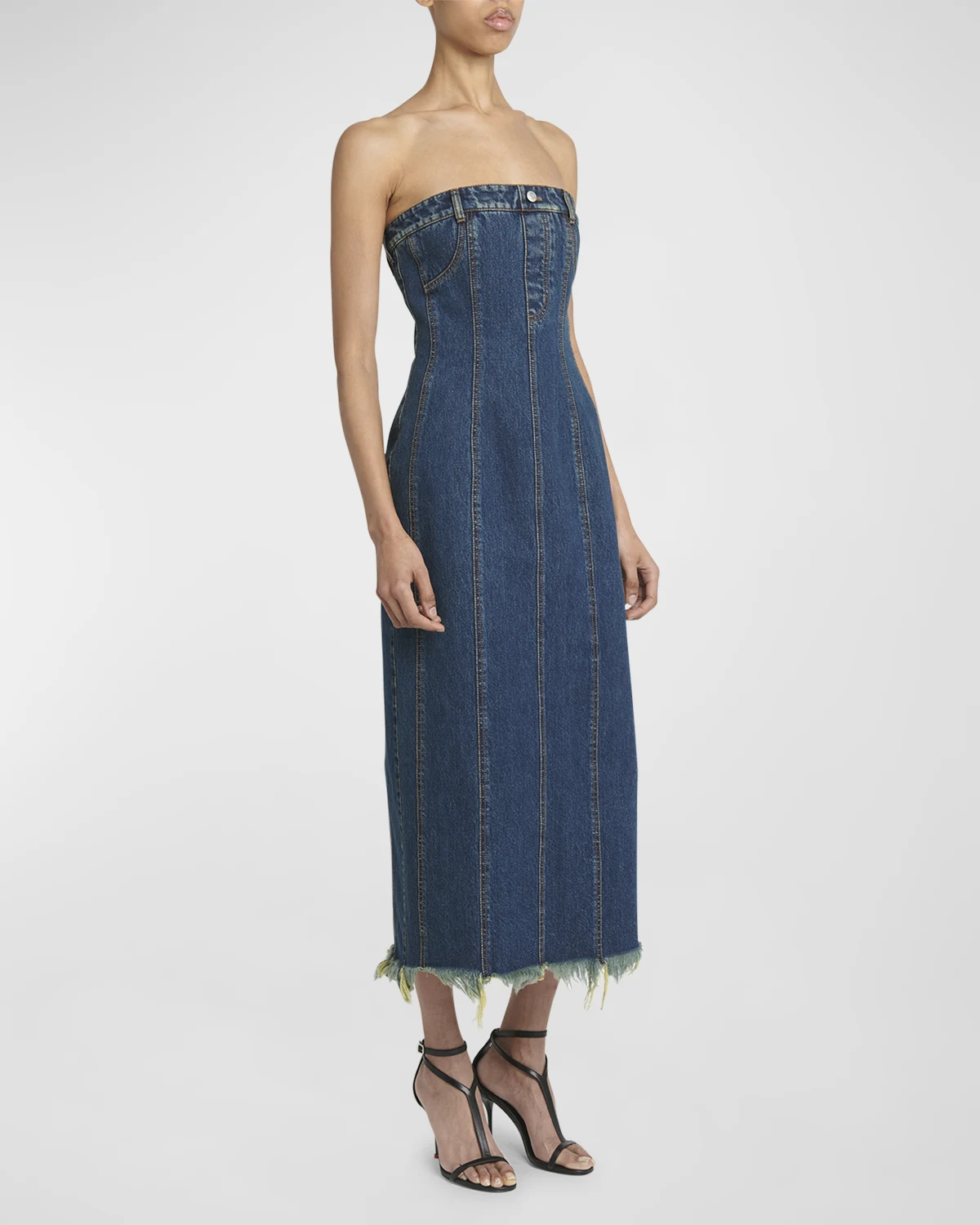 Strapless Midi Denim Dress