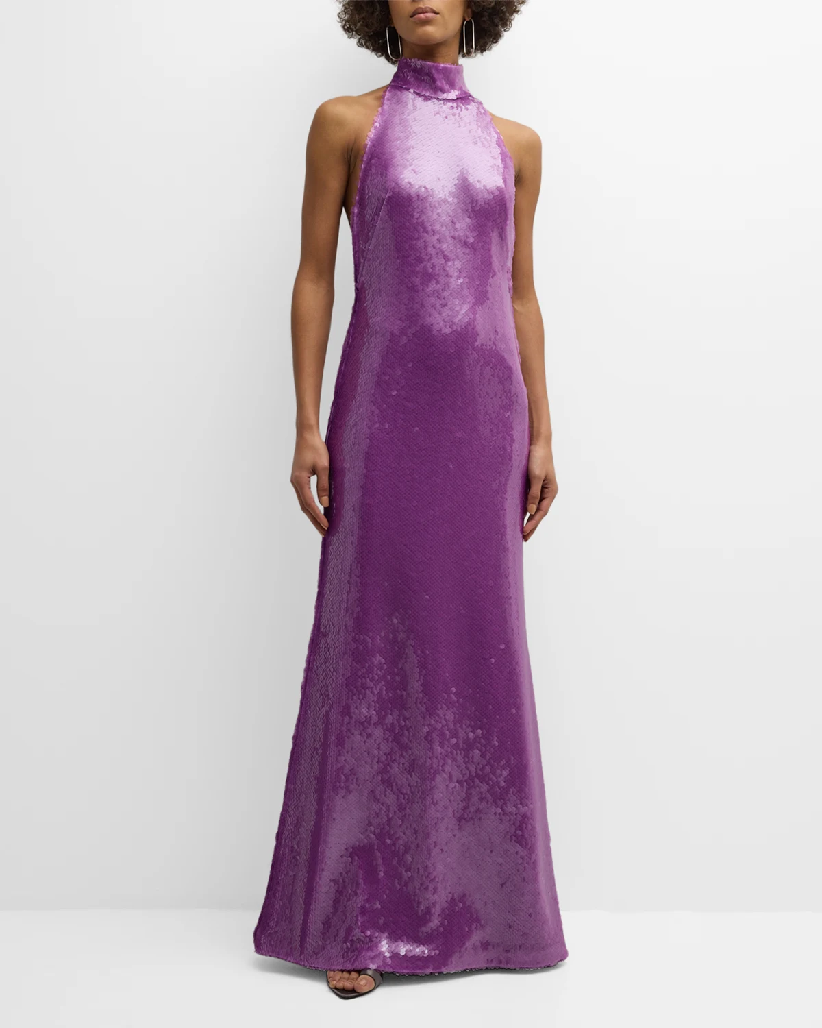 Sequined Halter Backless Gown