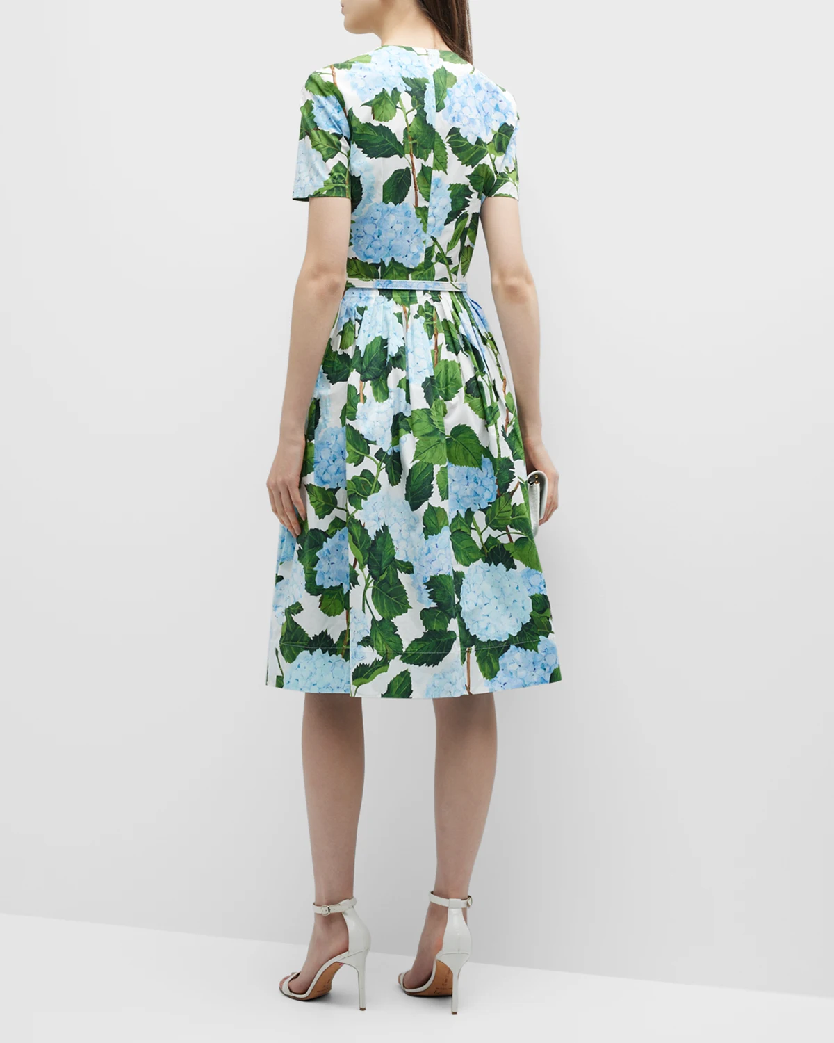 Hydrangea Print Poplin Midi Dress