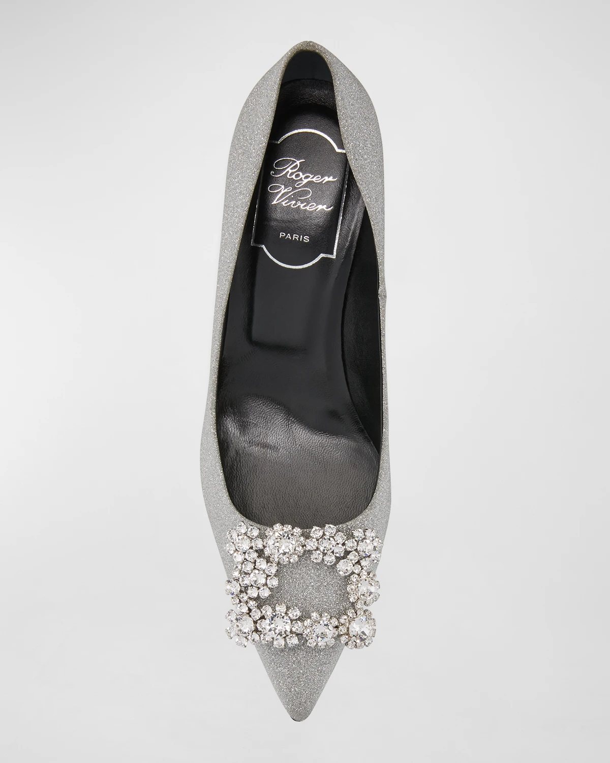 Glitter Fabric Flower-Crystal Buckle Pumps