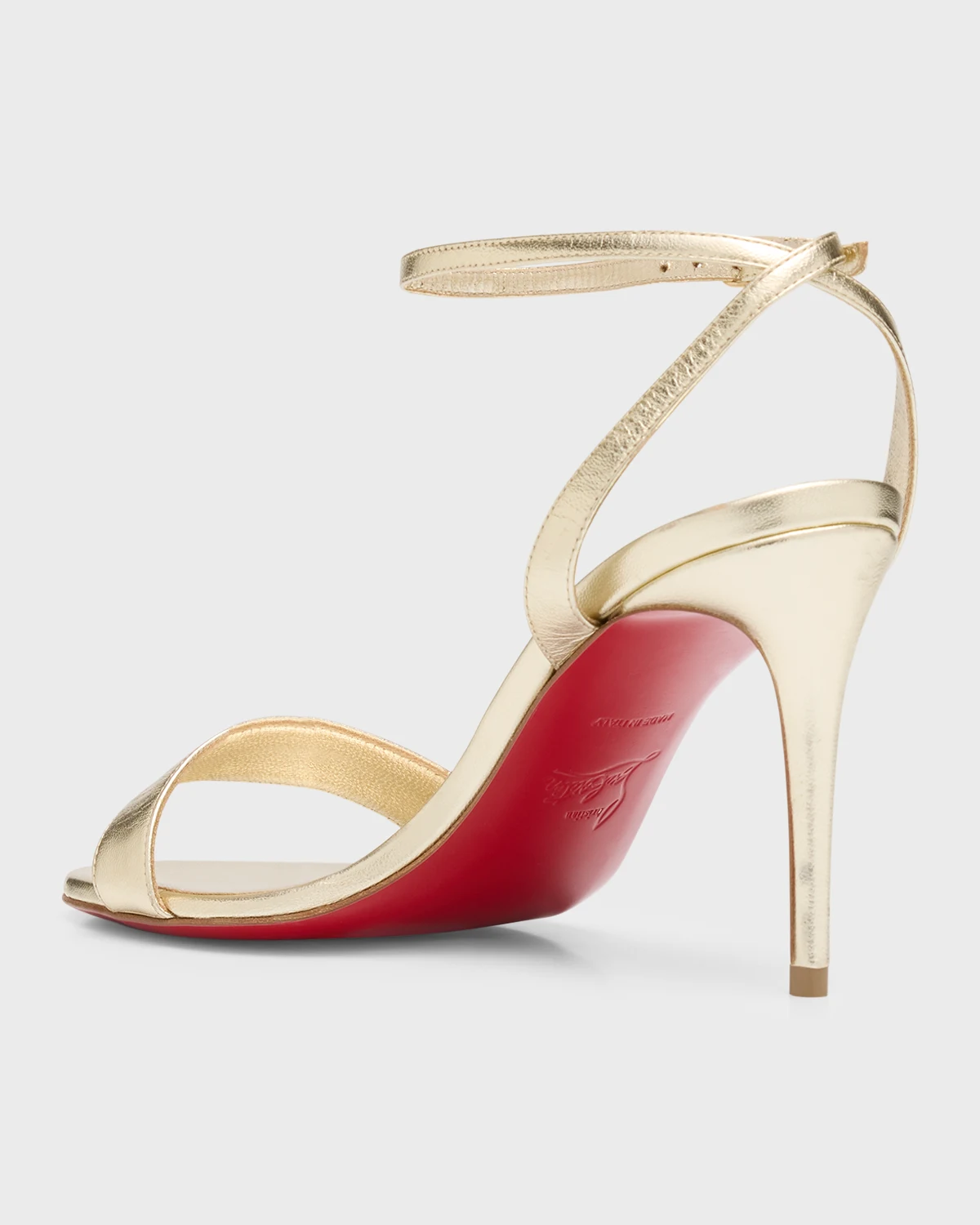 Loubigirl Metallic Red Sole Ankle-Strap Sandals