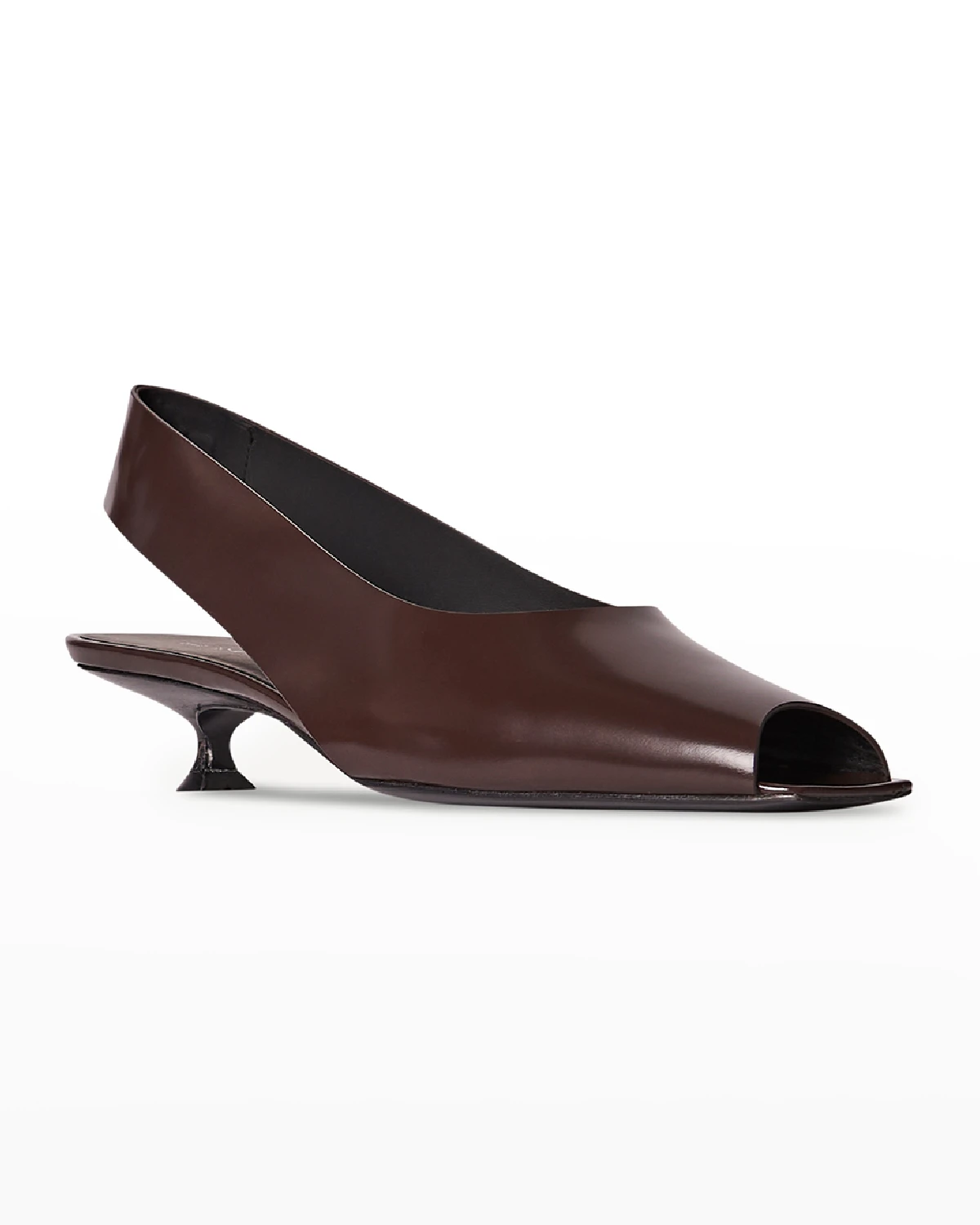 Sharp Leather Kitten-Heel Pumps