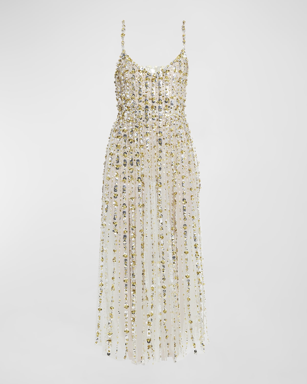 Sequin Embroidered Sheer Cocktail Dress